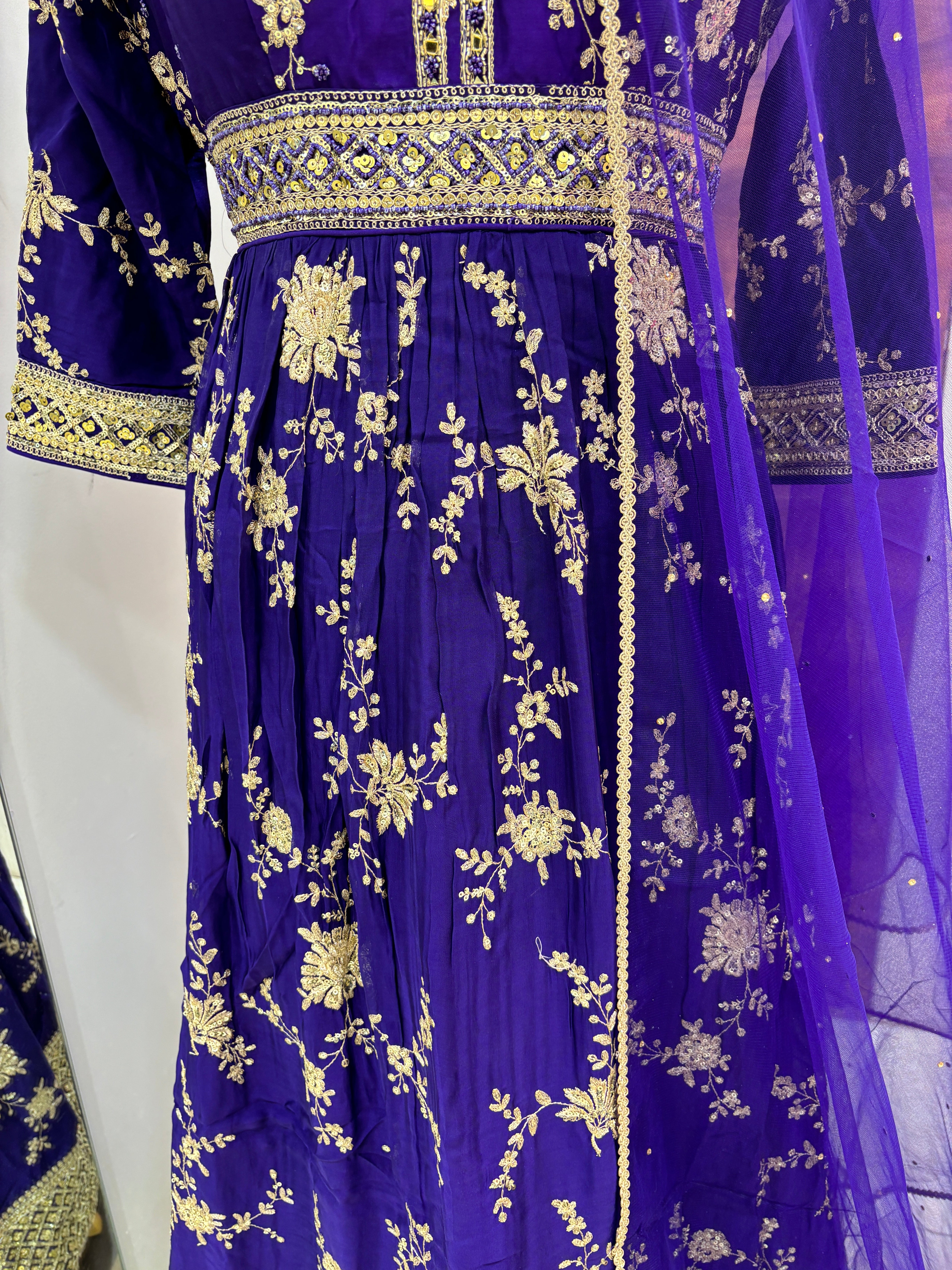 Purple Chinnon Designer Gown