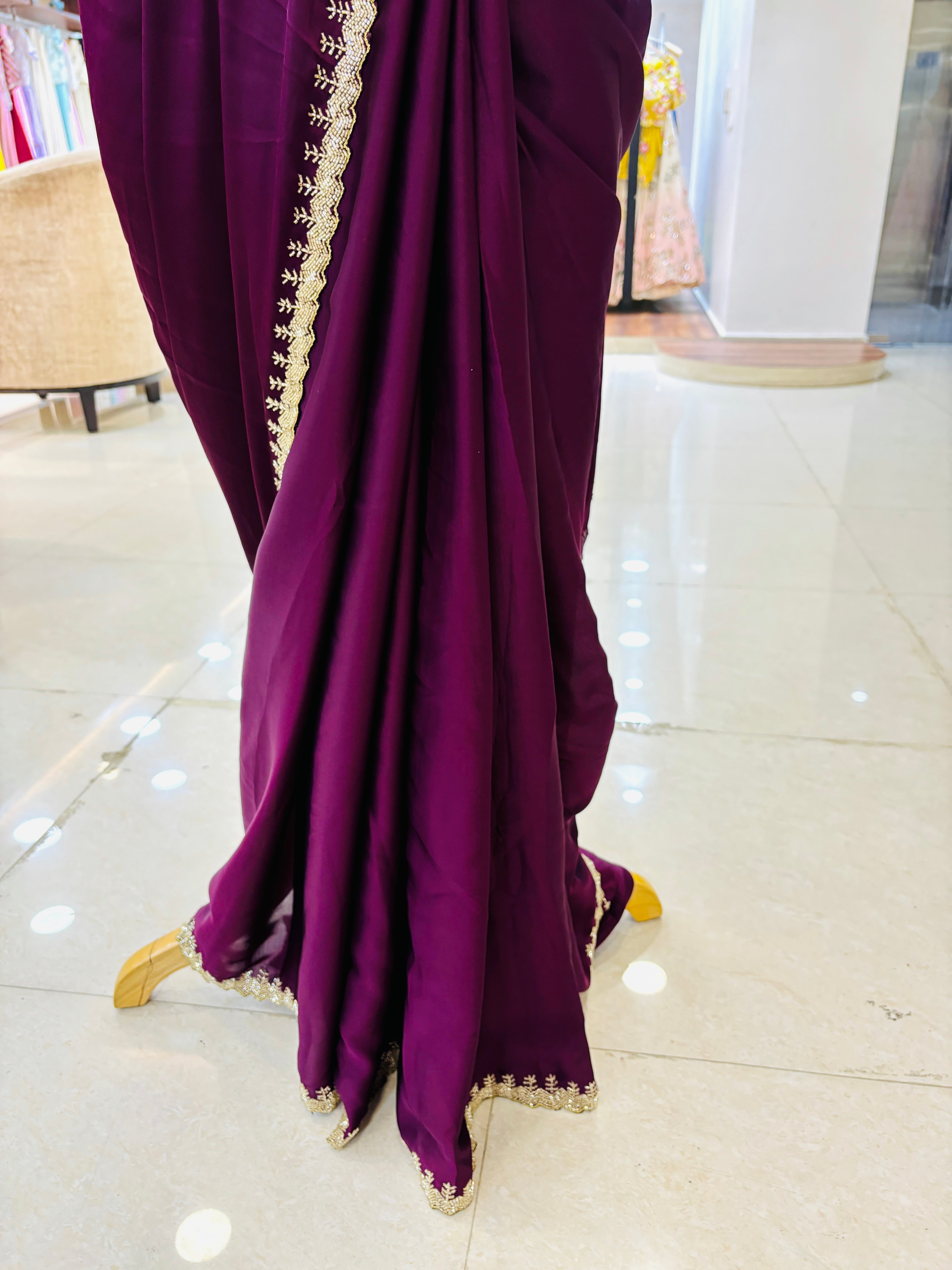 Purple Plain Festive Saree