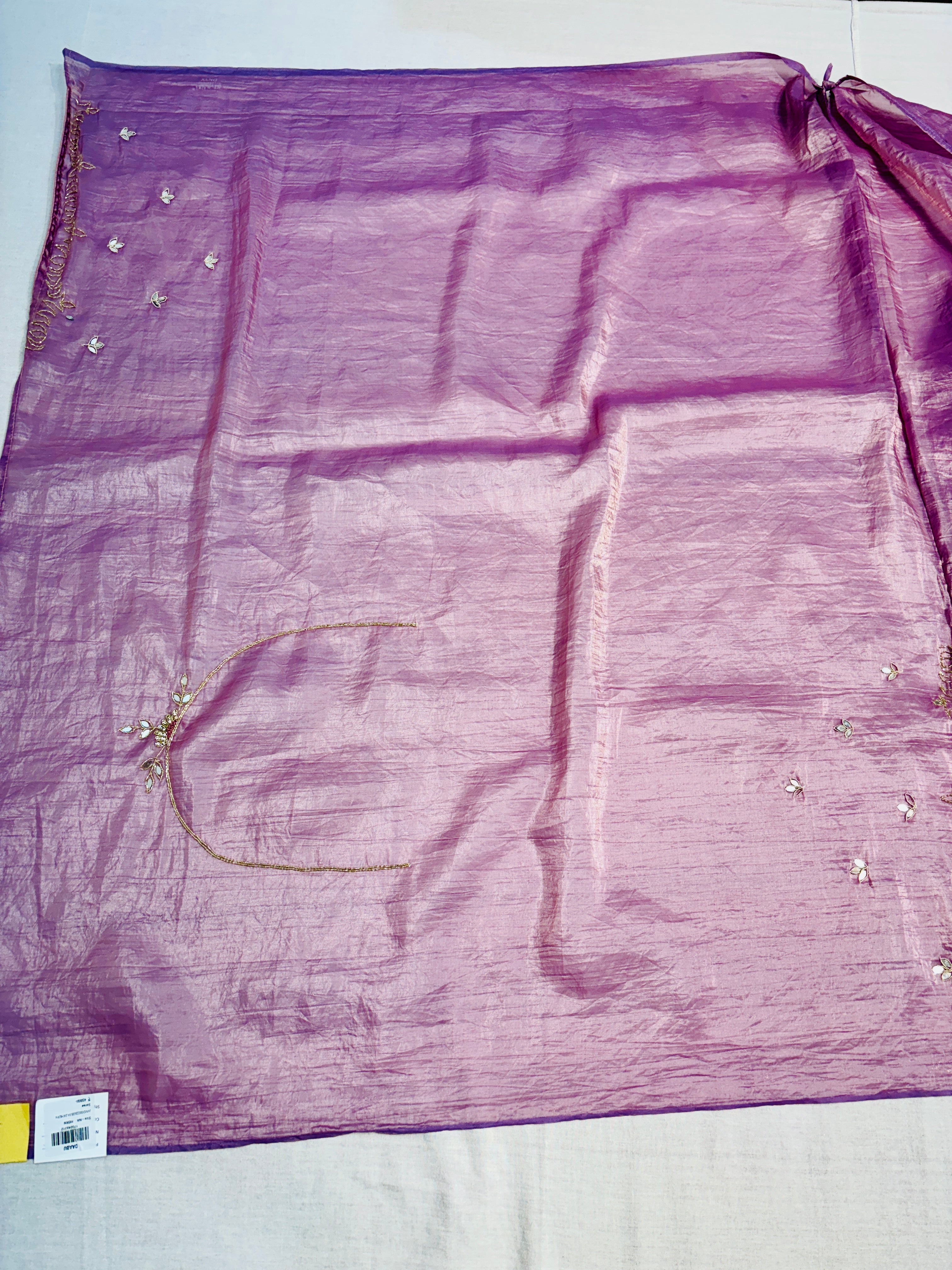 Purple Crushed Tissue Festive Saree