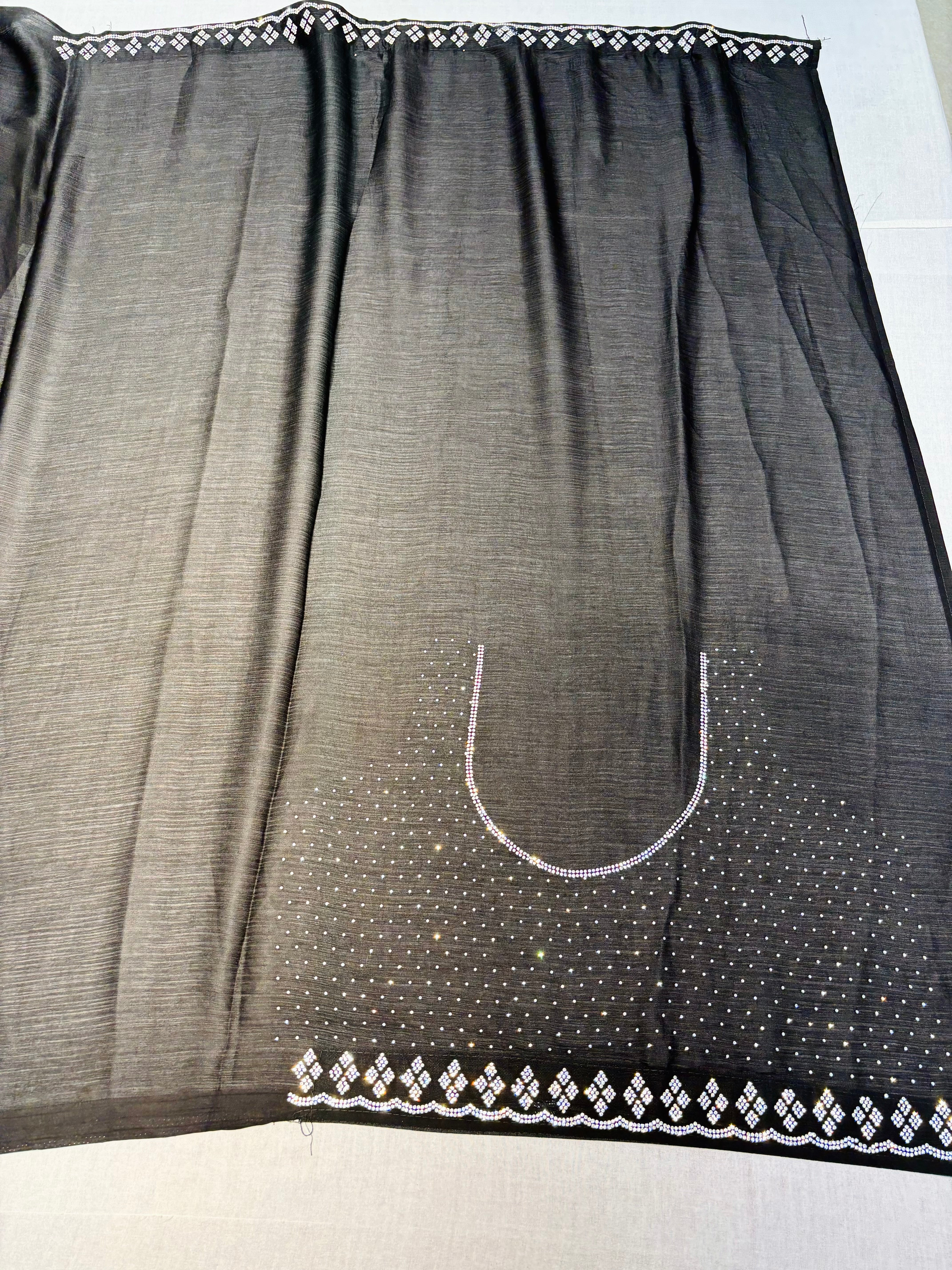 Black Satin Organza Silk Swarovski Saree