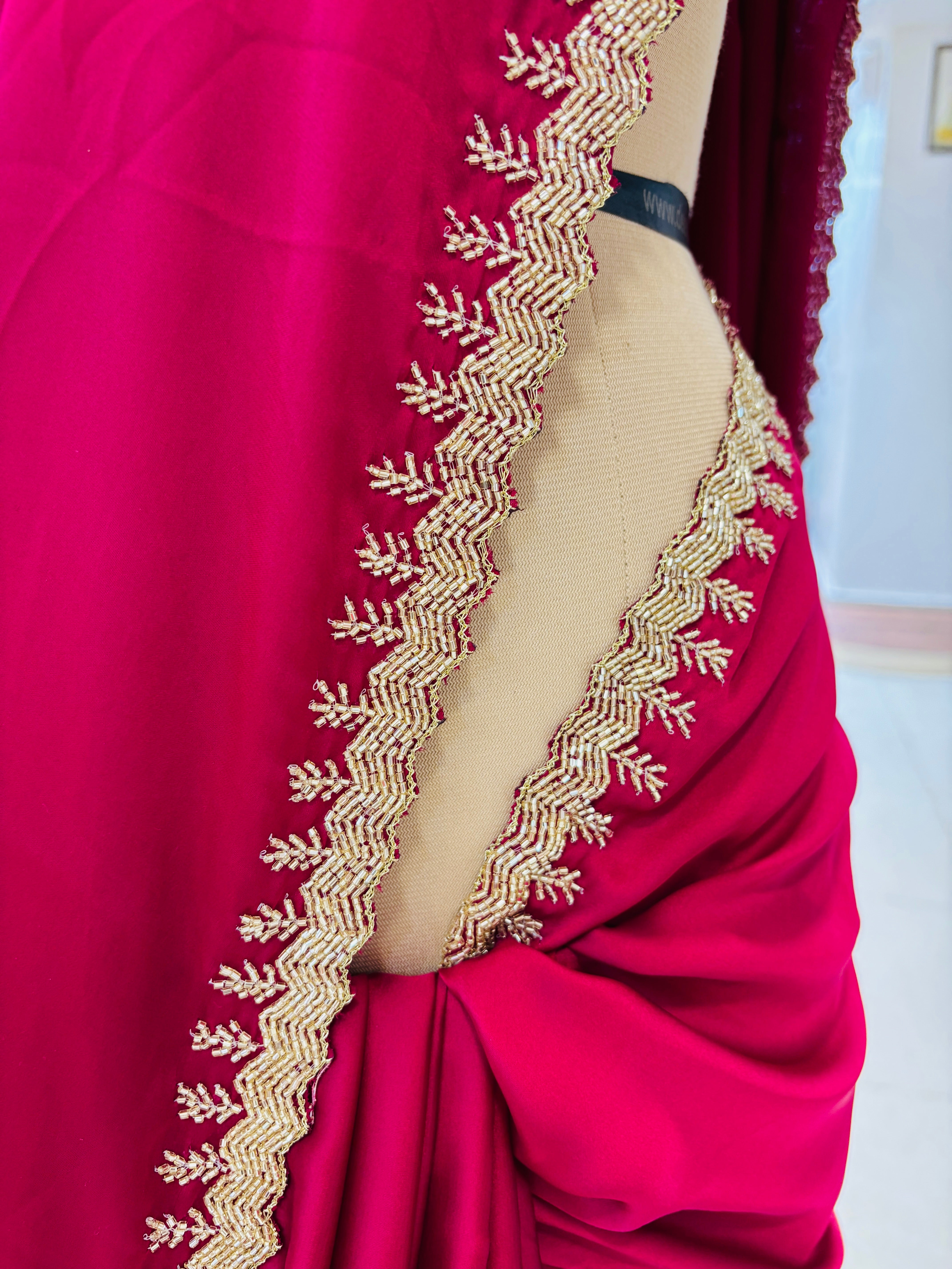 Burgundy Plain Festive Saree