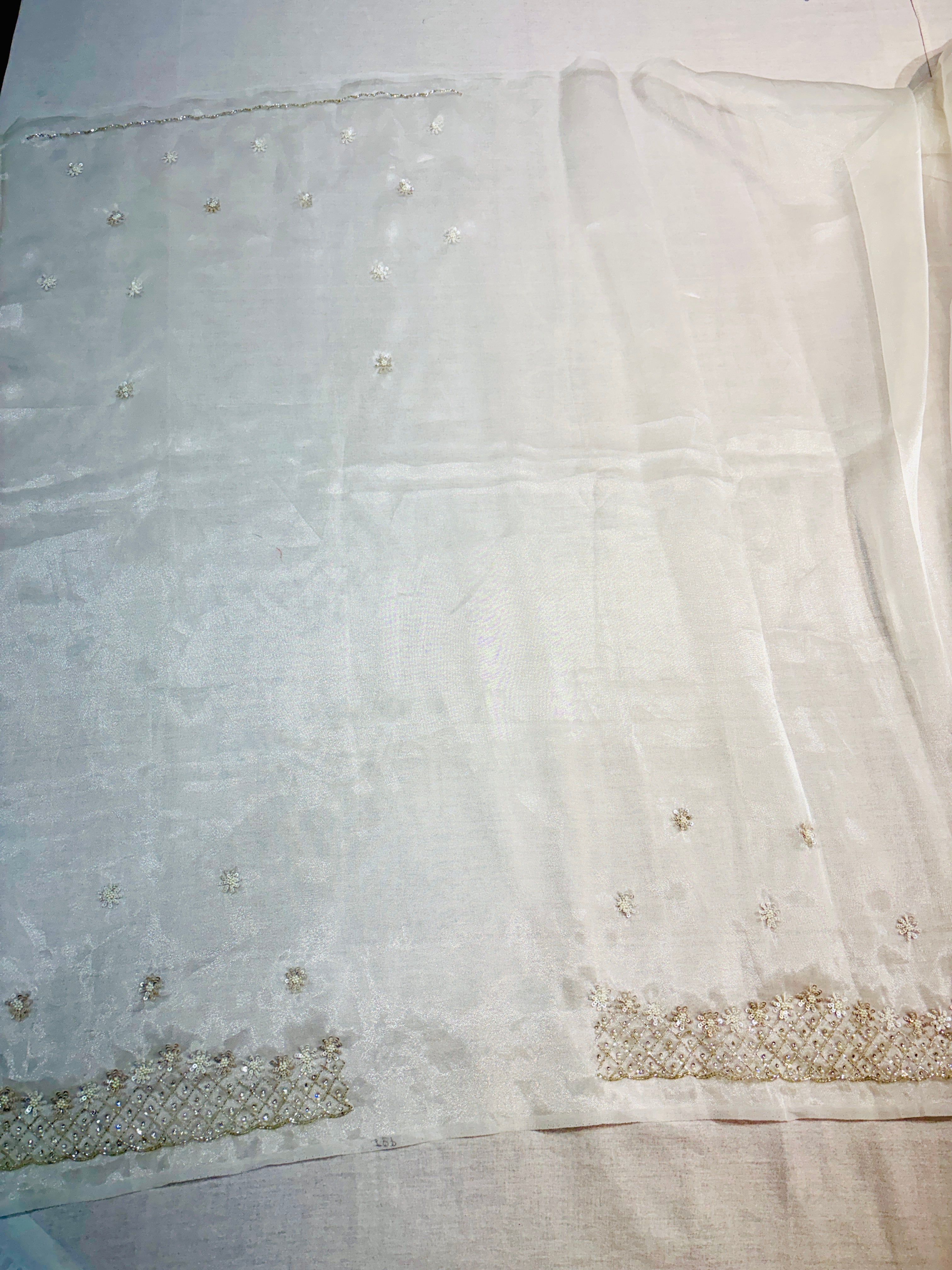 White Organza Festive Tissue Saree