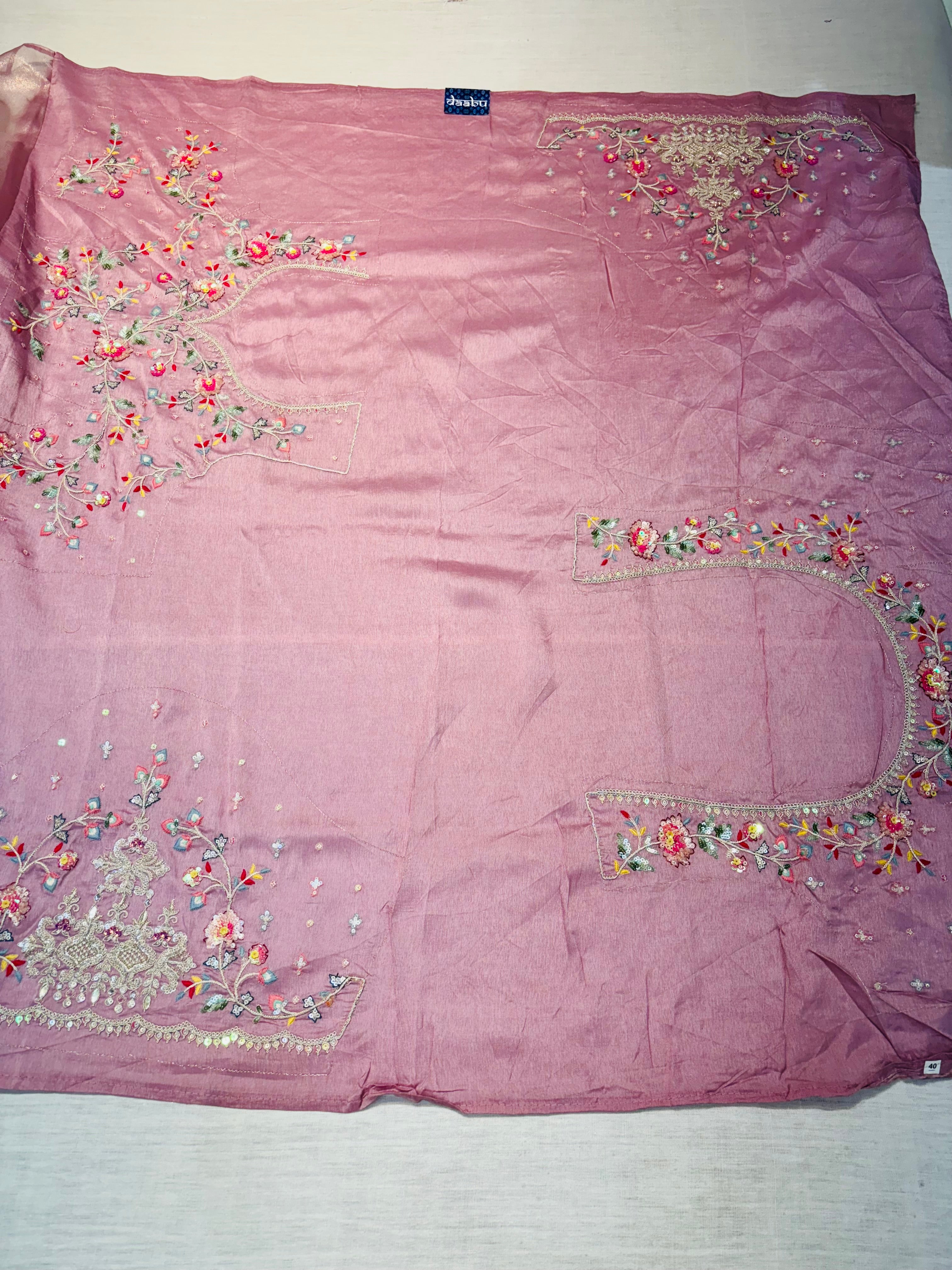 Mauve Pink Tissue Designer Saree