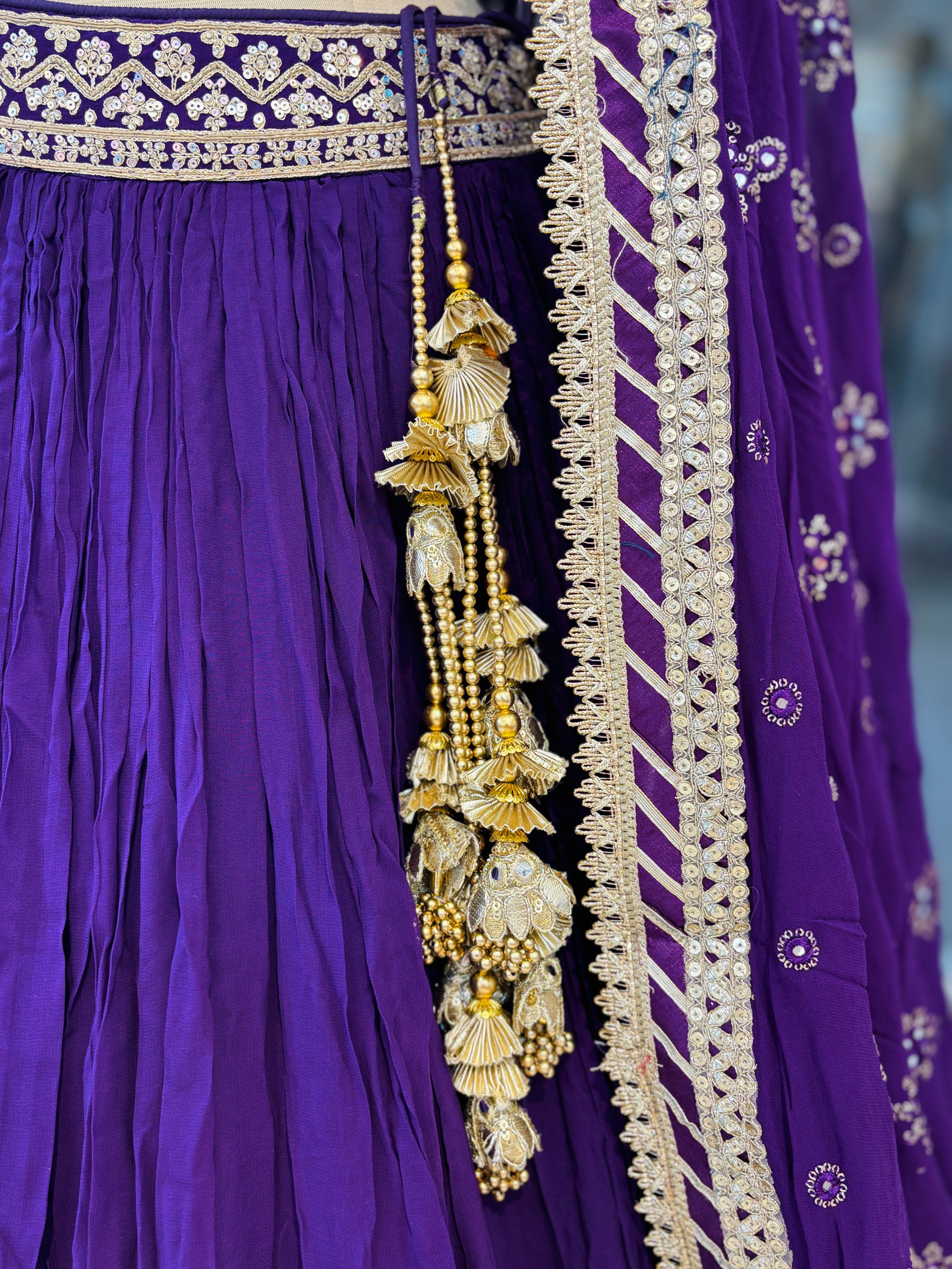 Purple Silk Heavy Work Designer Lehenga