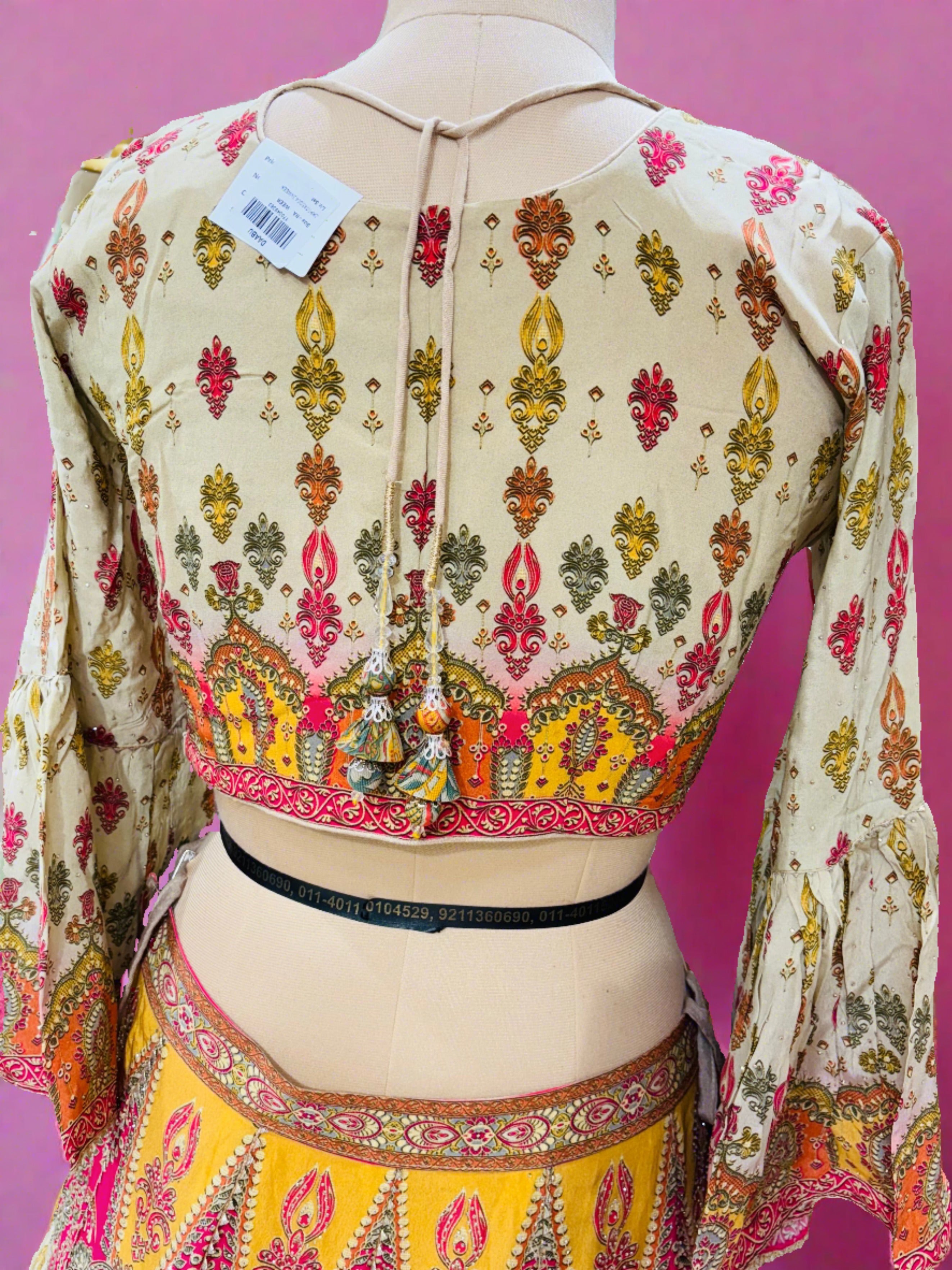 Cream Banarasi Chinnon Georgette Lehenga