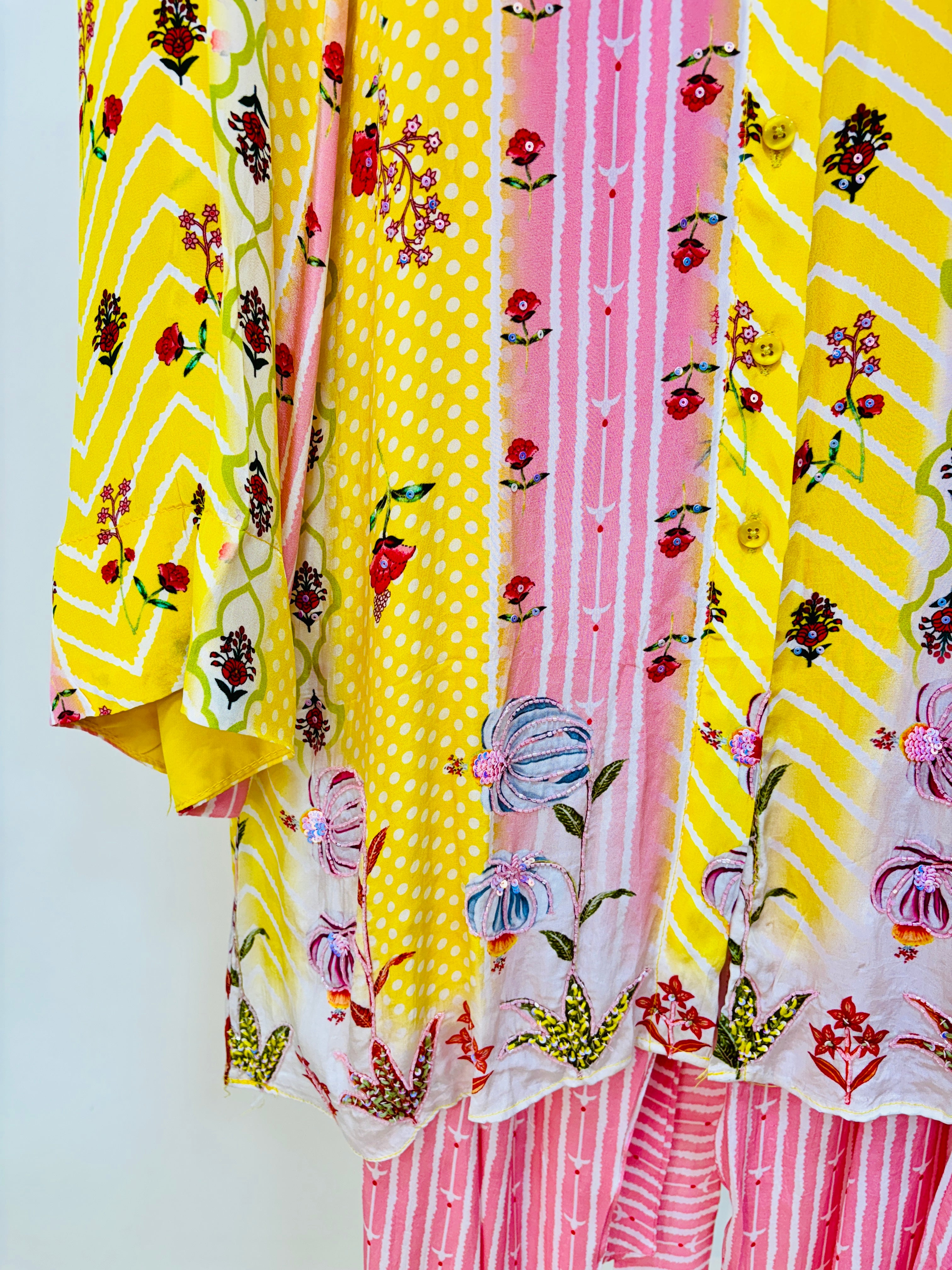 Yellow & Pink Digital Print Designer Co-Ord Set