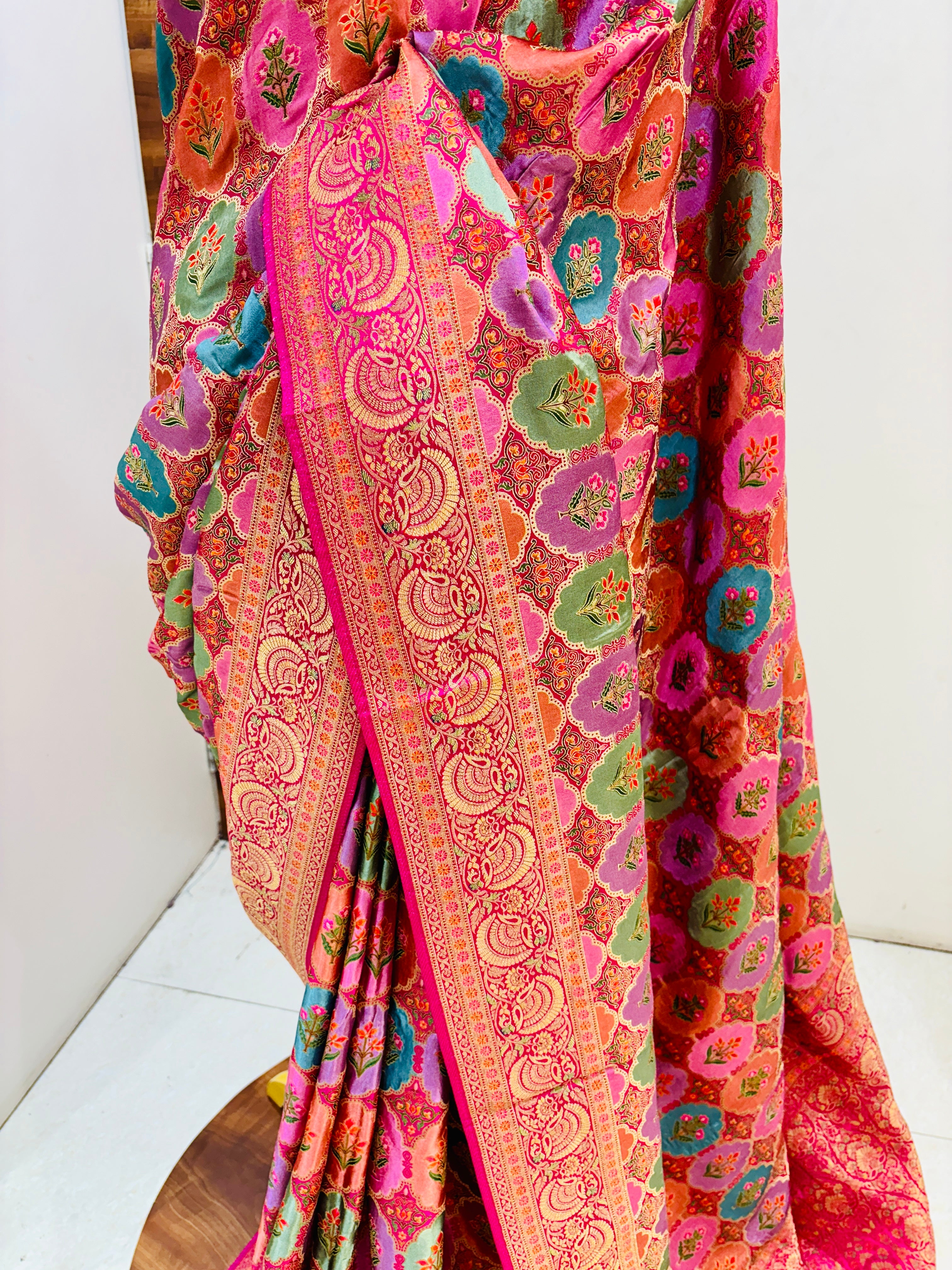 Pink & Purple Festive Banarasi Silk Saree