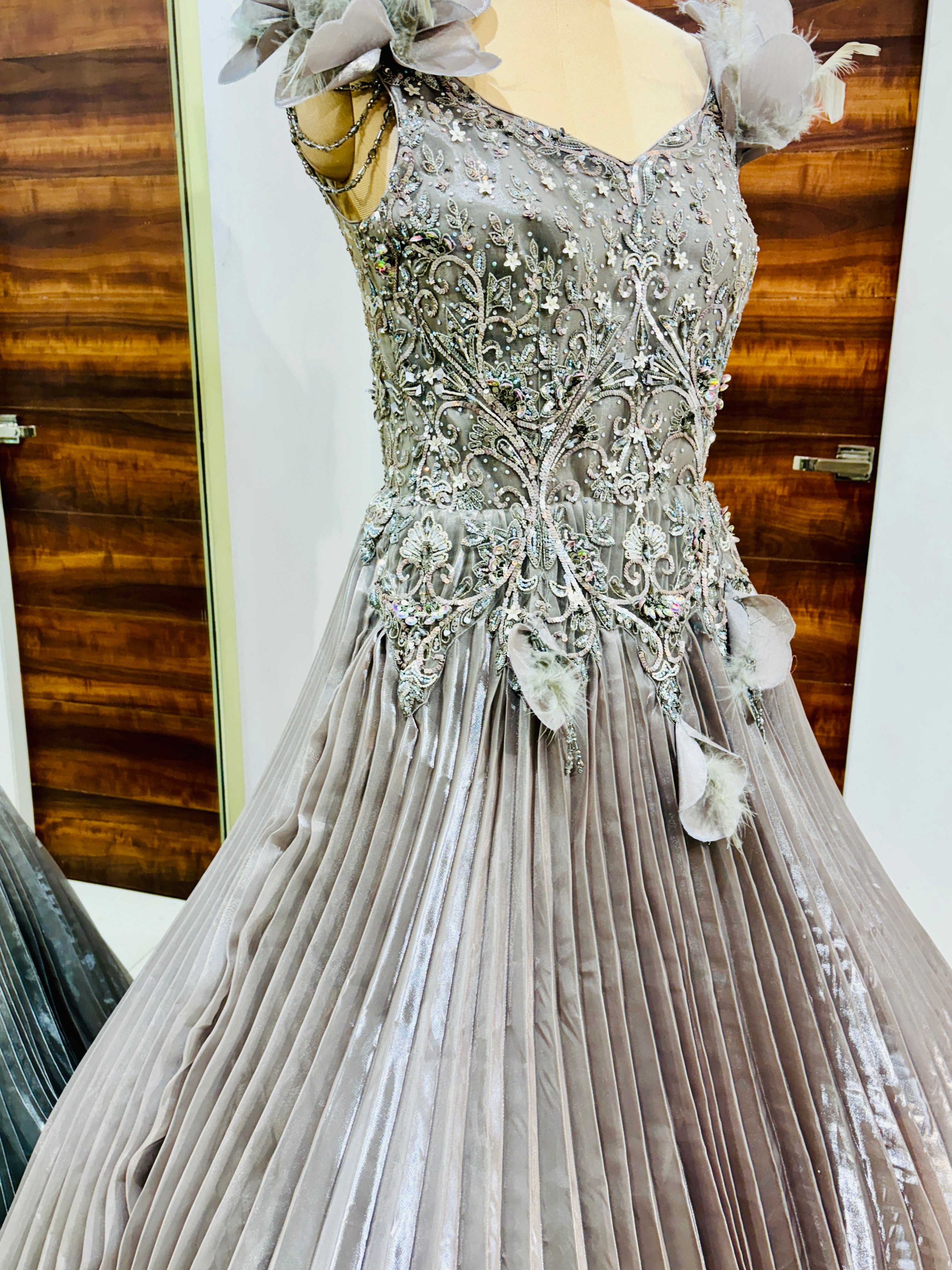 Grey Festive Designer Ball Gown