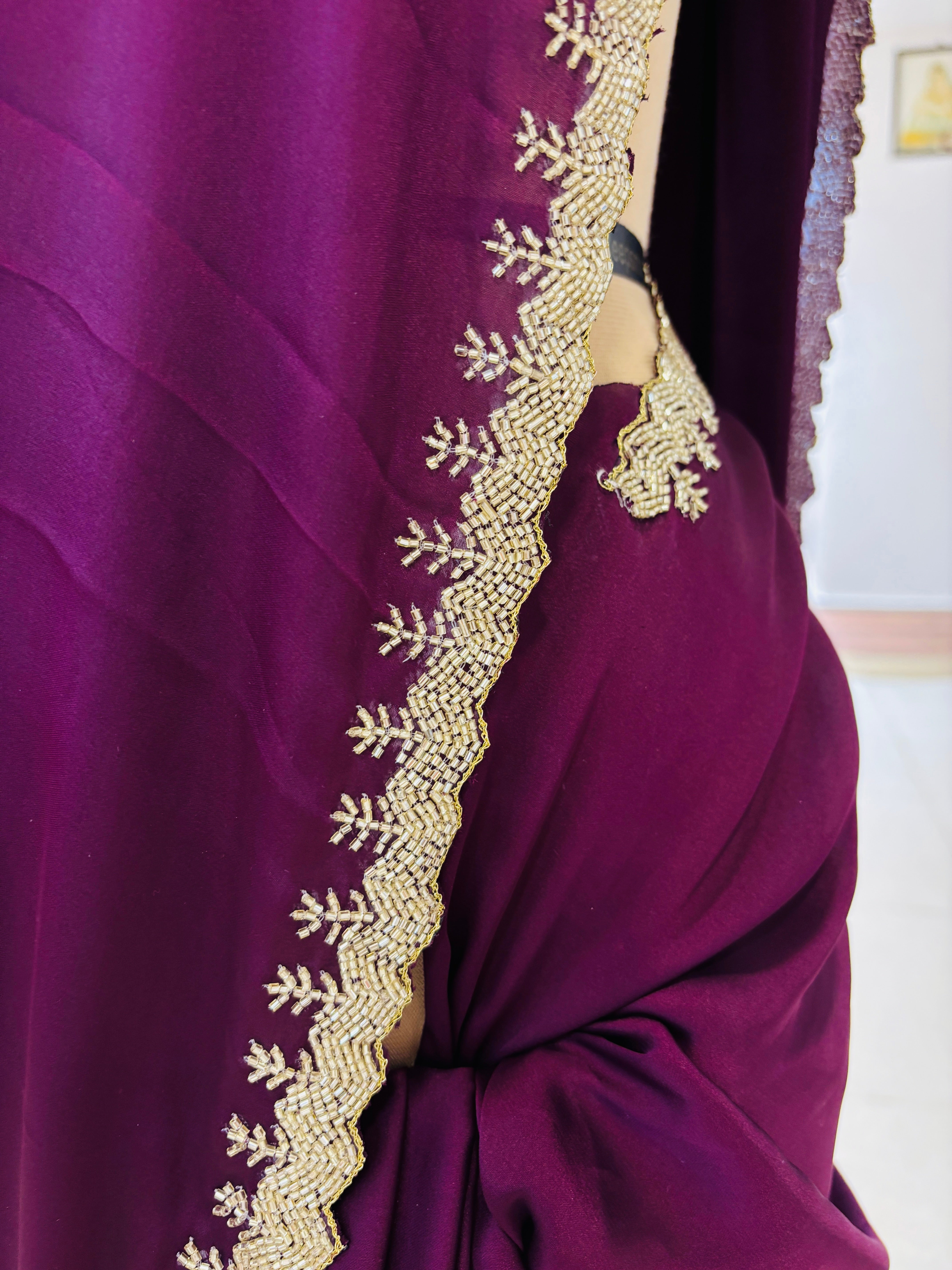 Purple Plain Festive Saree