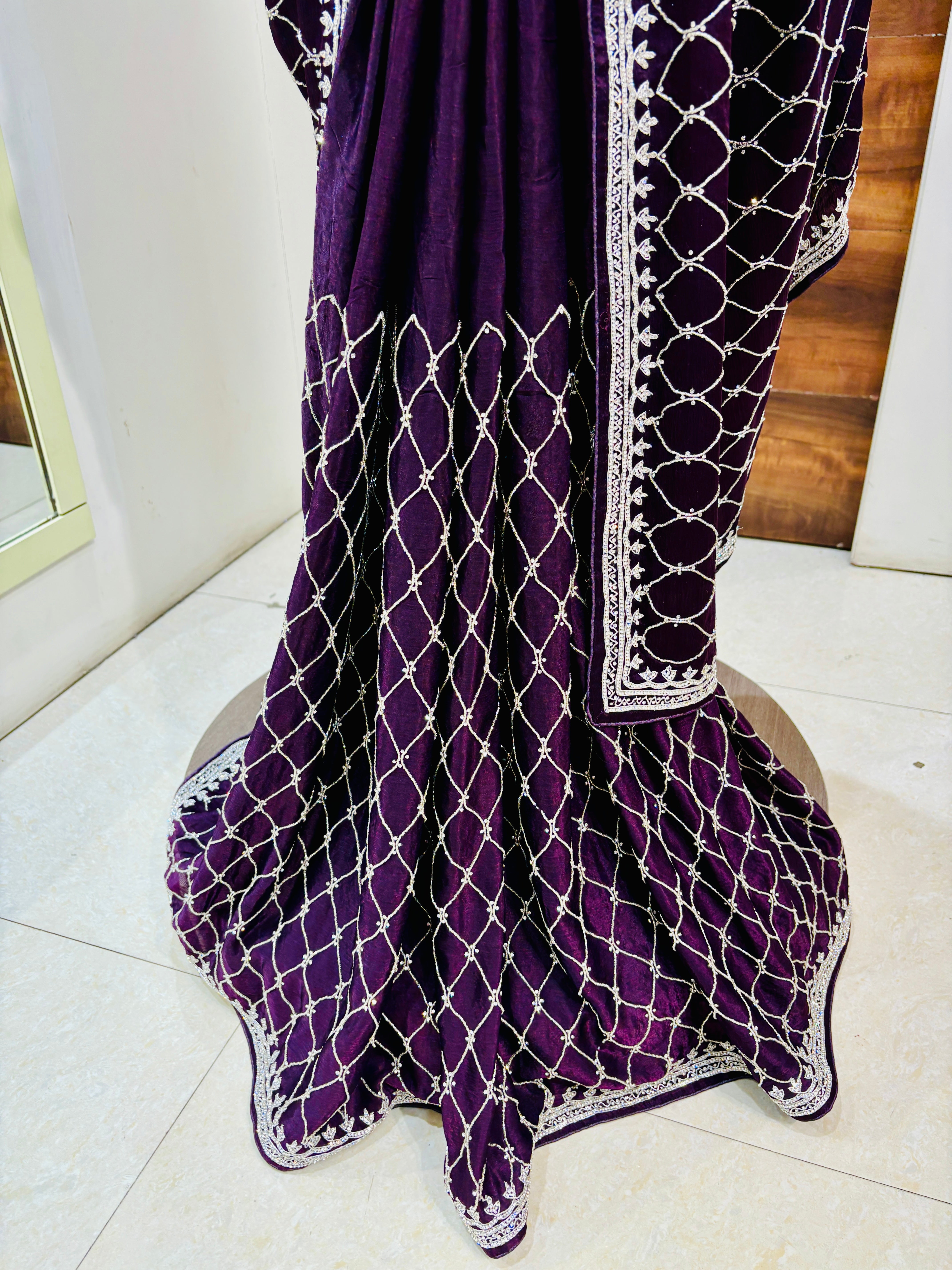 Wine Designer Silk Saree