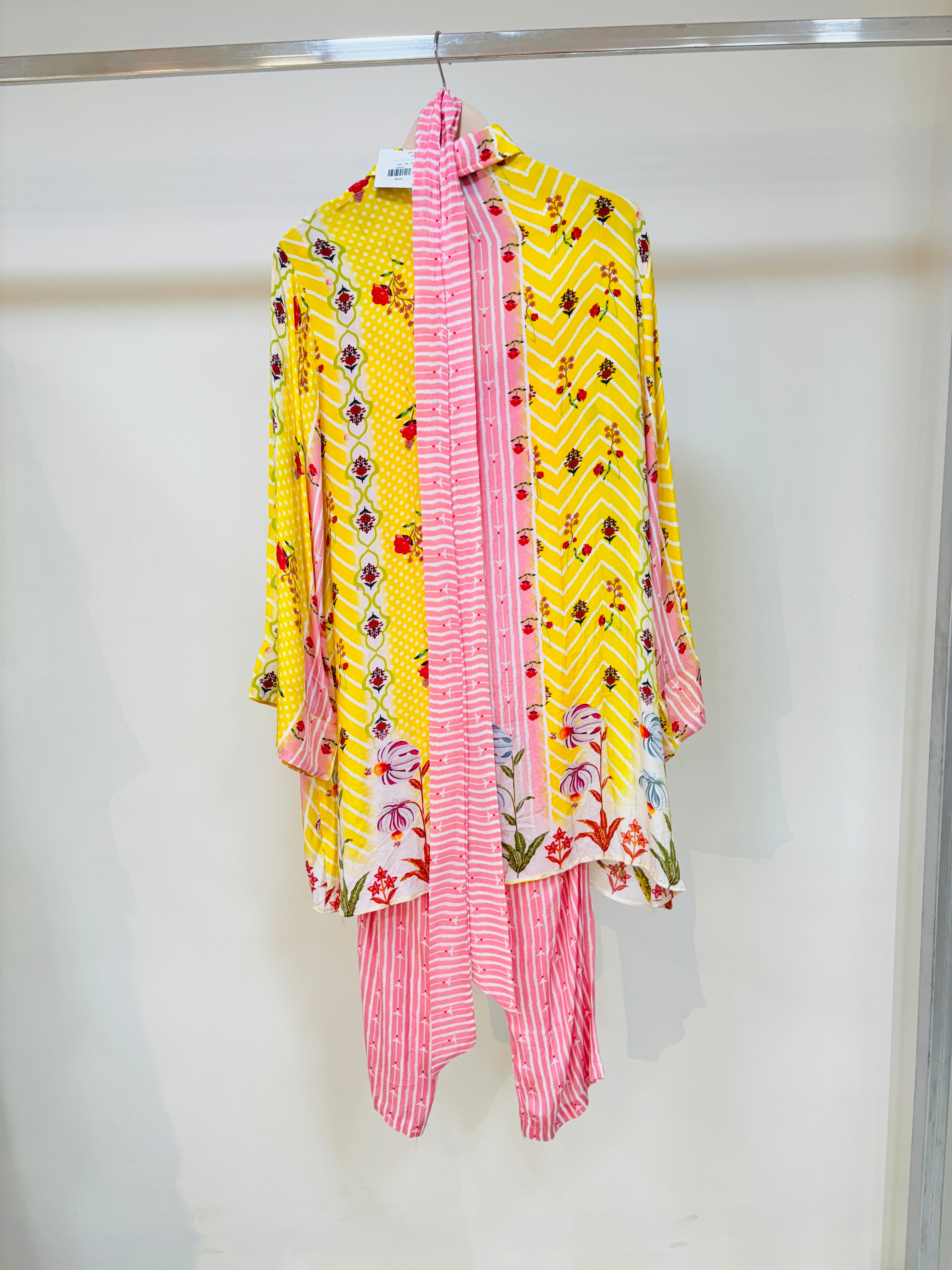 Yellow & Pink Digital Print Designer Co-Ord Set