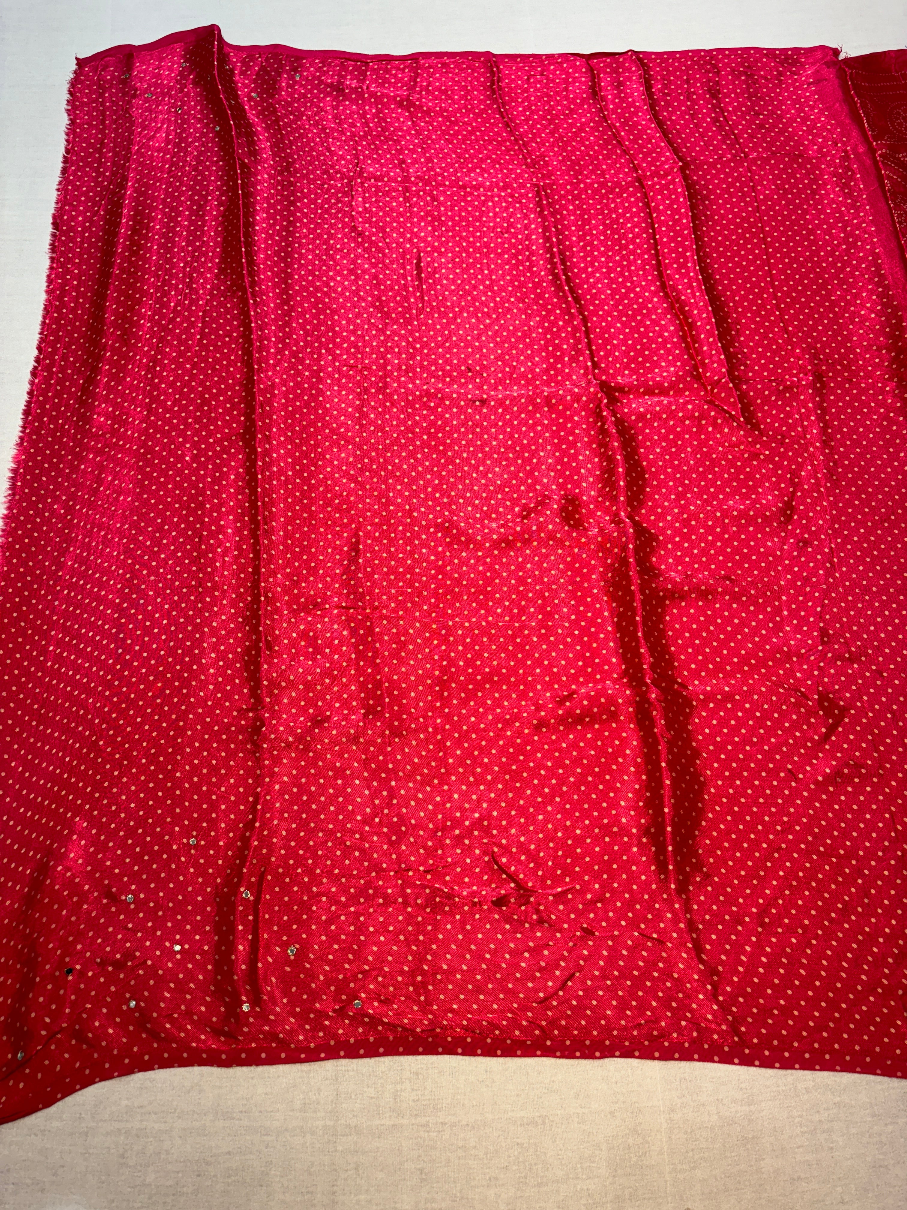 Dark Pink Muslin Silk Bandhej Saree