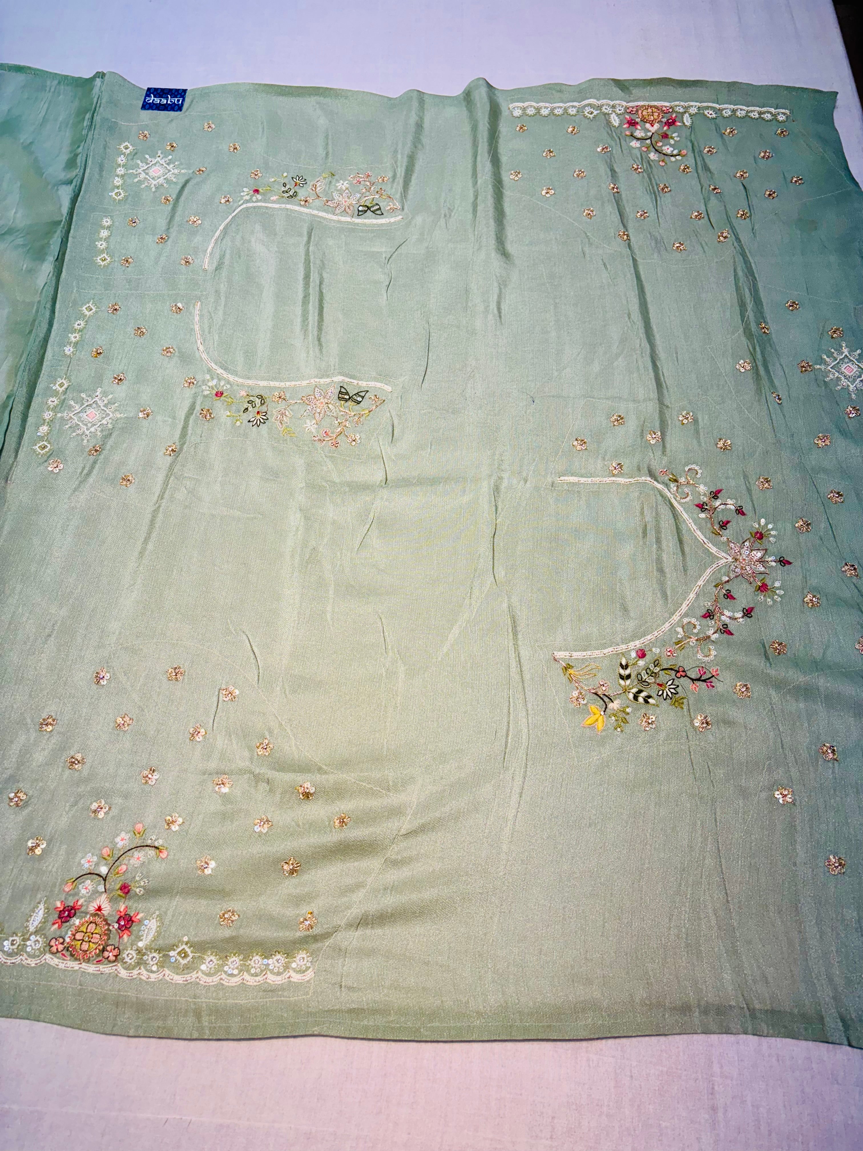 Sea Green Silk Designer Saree