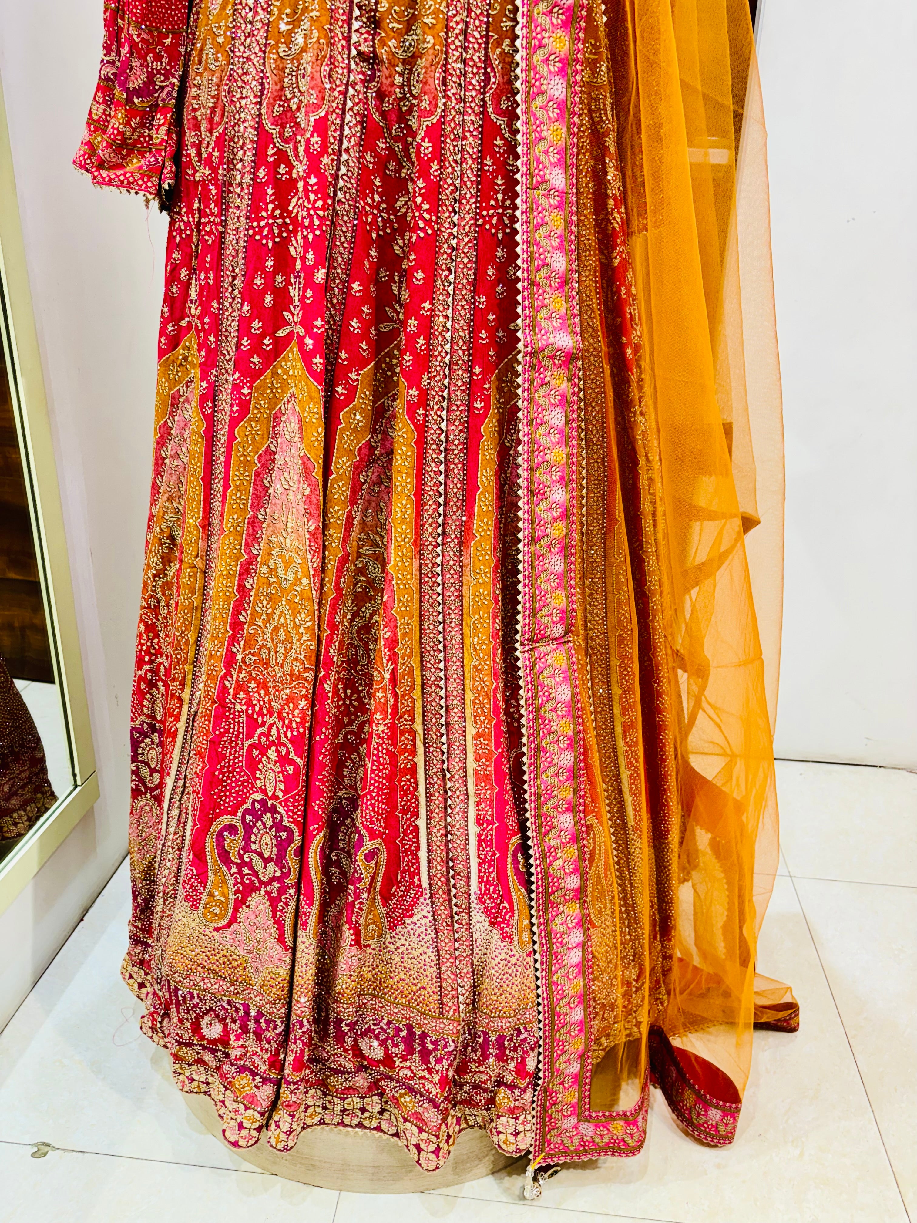 Shaded Pink Digital Print Silk Gown