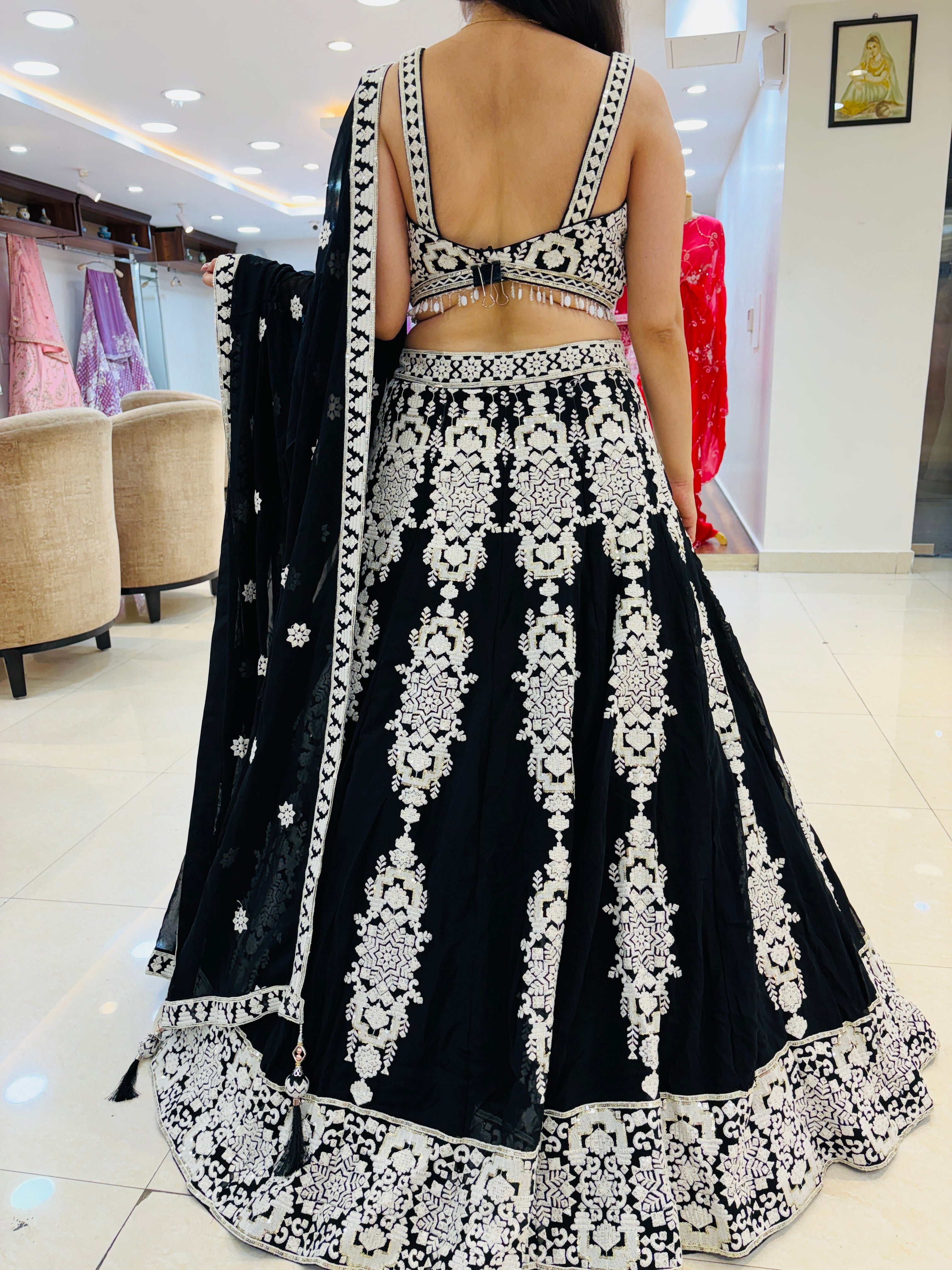 Black Georgette Designer Lehenga