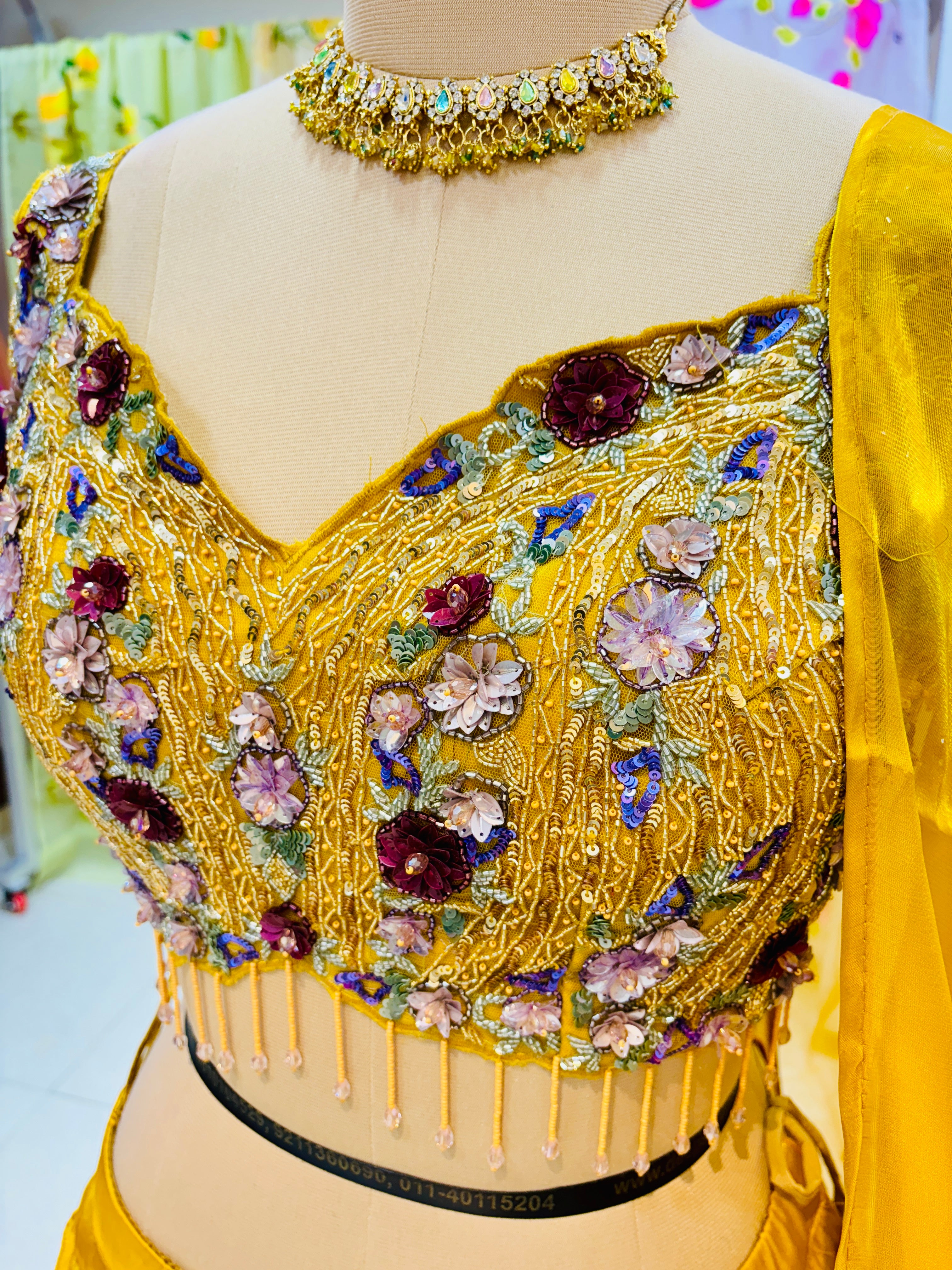 Mustard Tissue Designer Lehenga