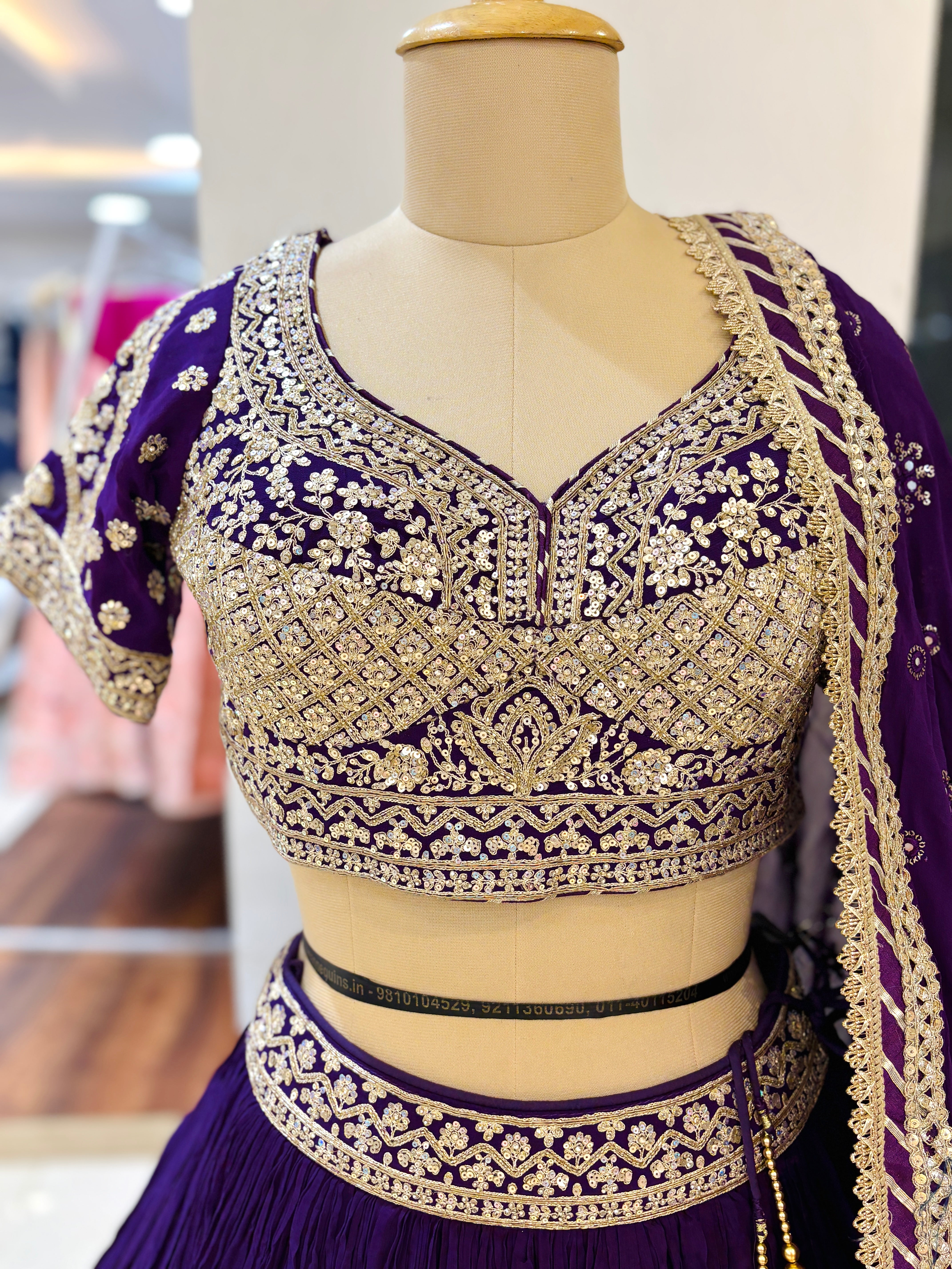 Purple Silk Heavy Work Designer Lehenga