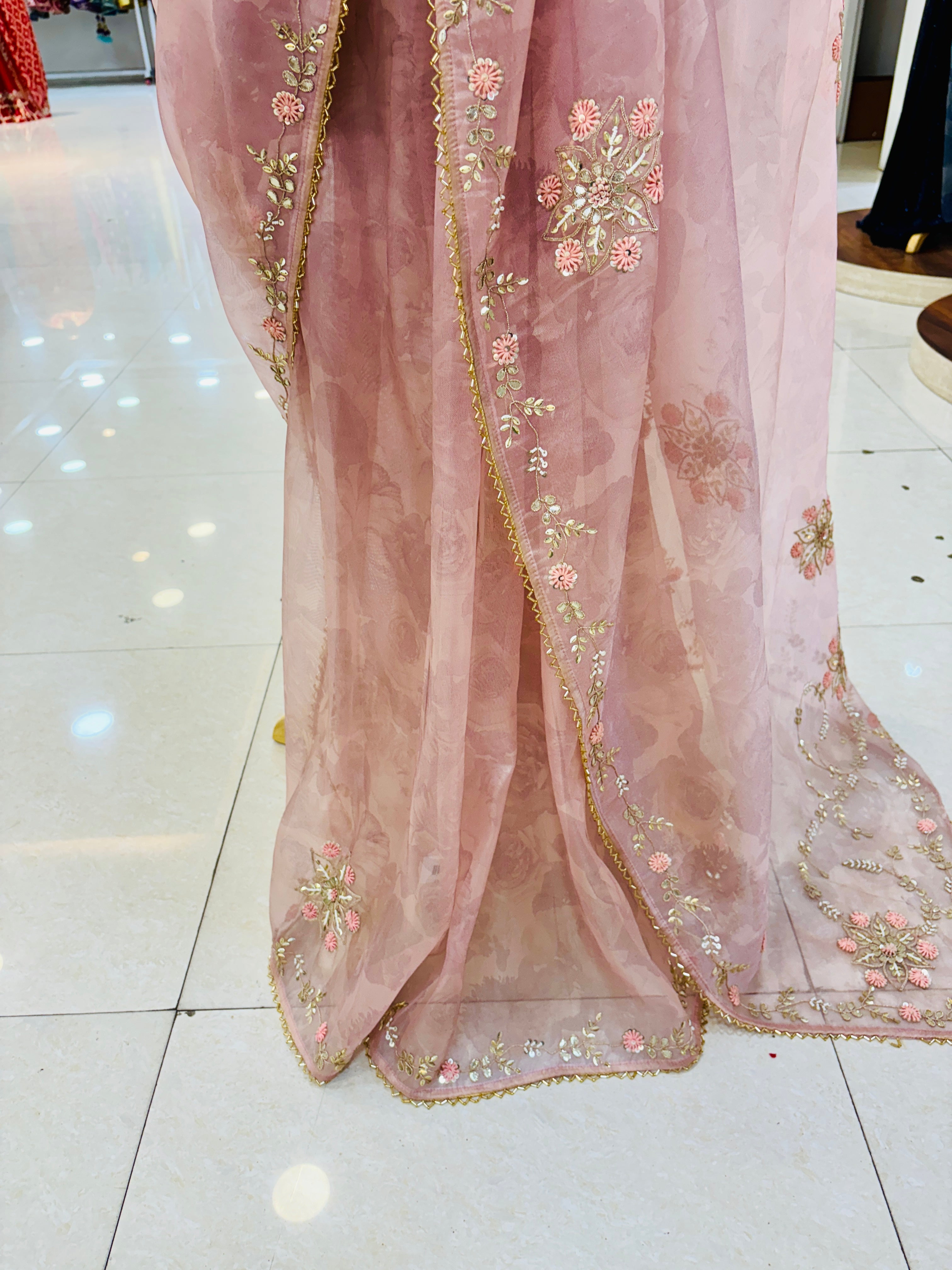 Light Pink Tissue Organza Saree