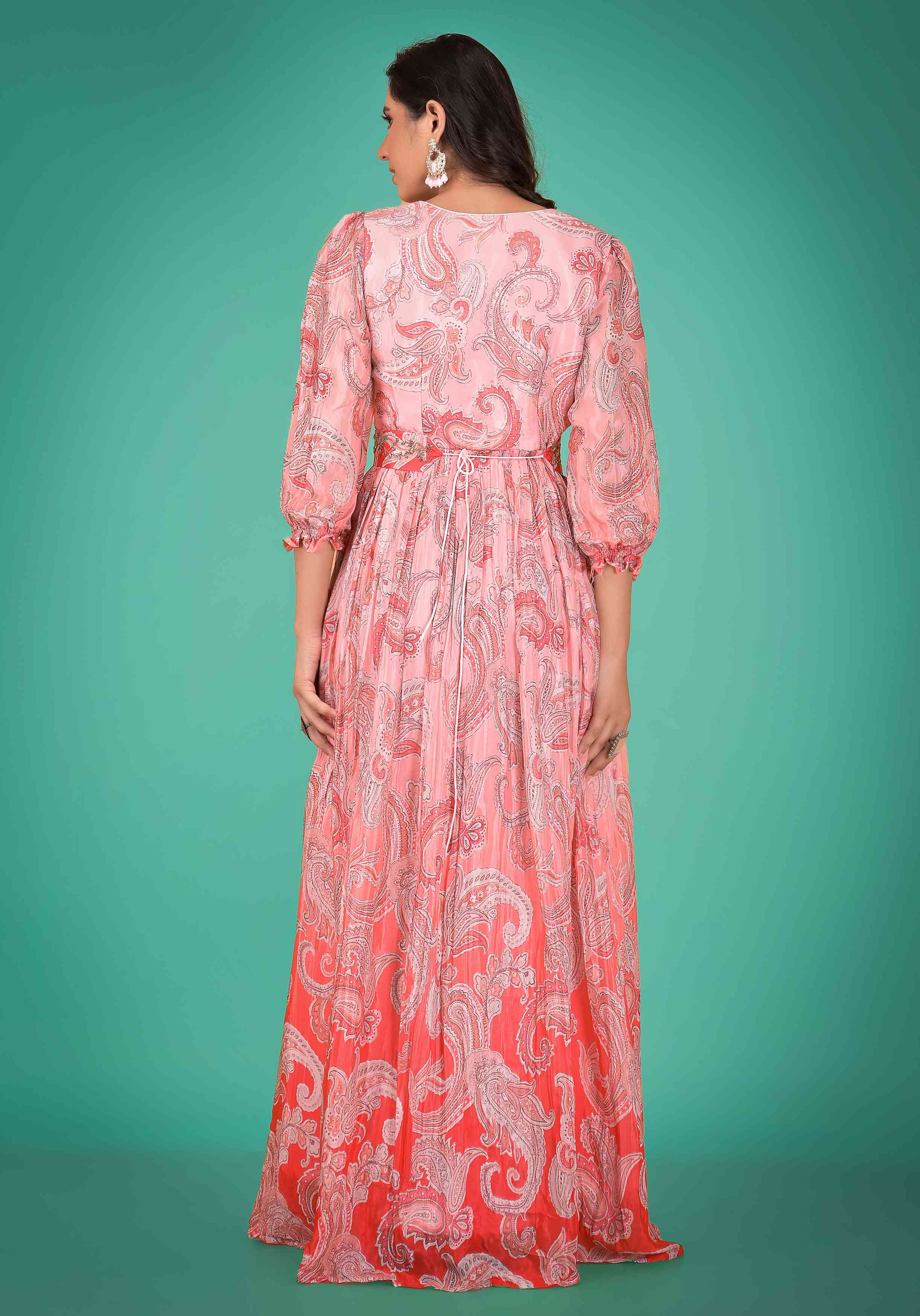 Light Pink Chinnon Printed Gown