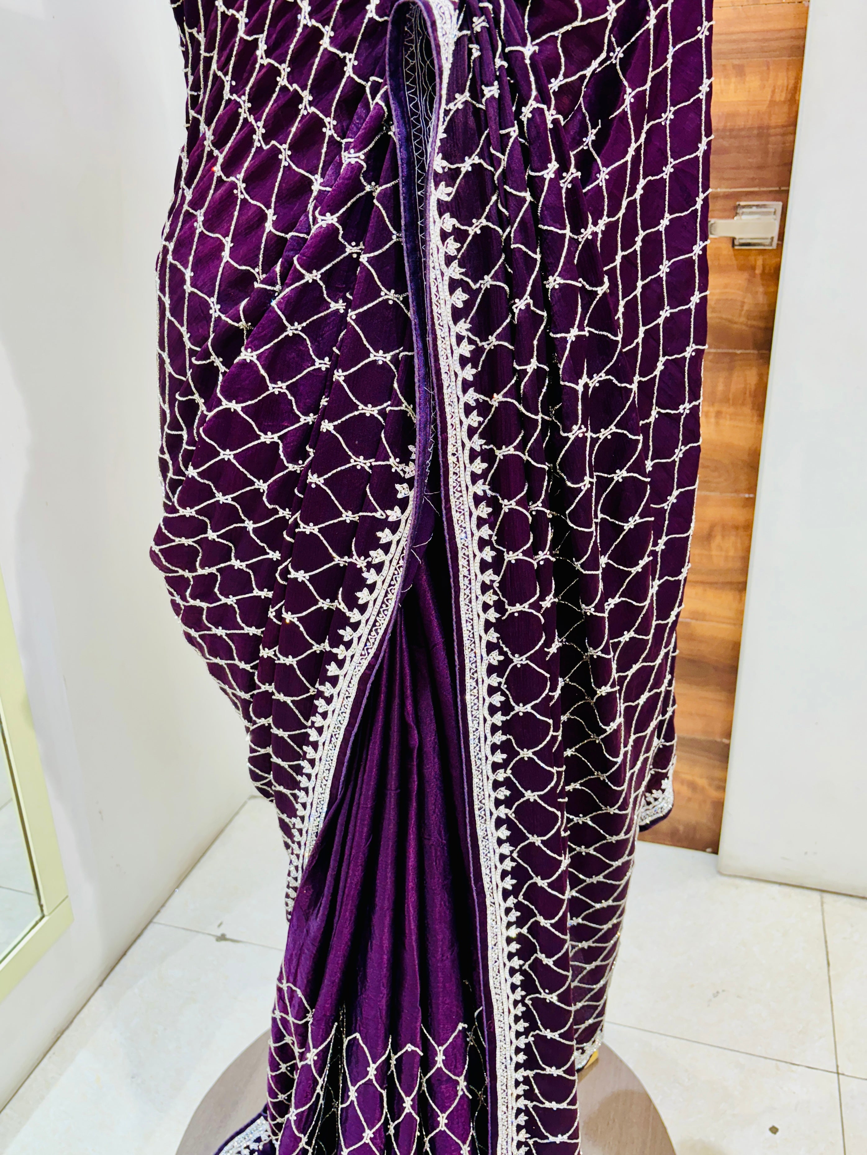 Wine Designer Silk Saree