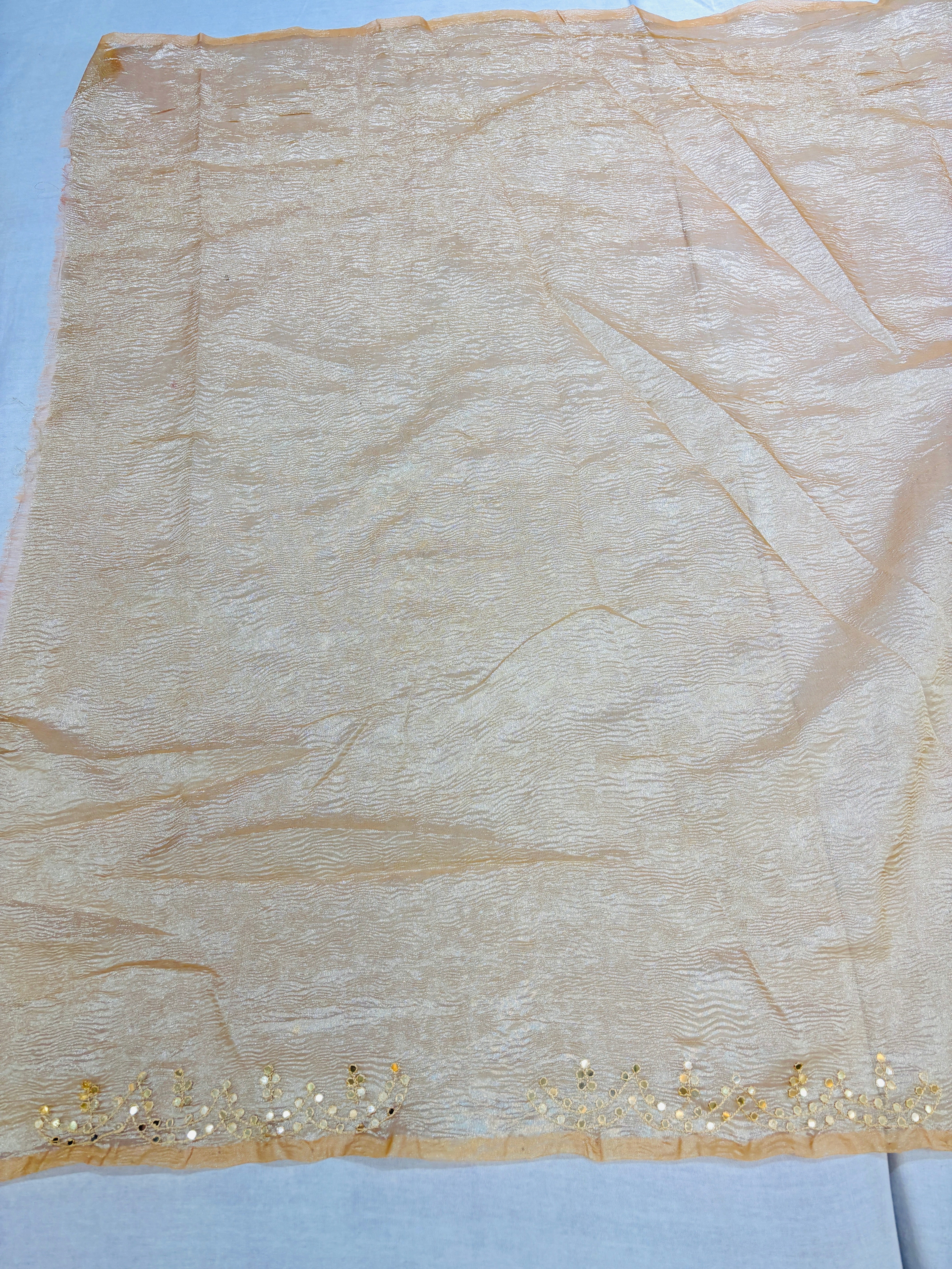 Gold Crushed Tissue Designer Saree