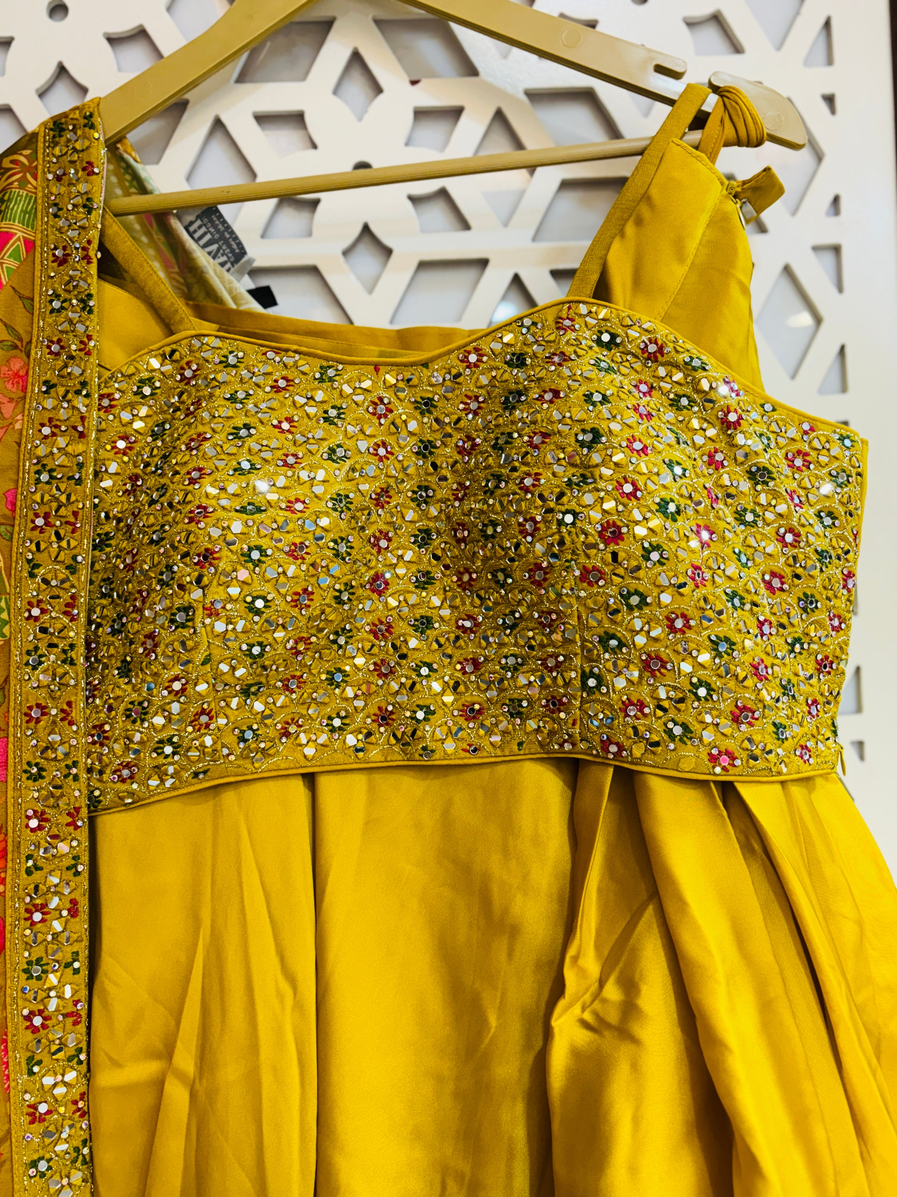 Yellow Digital Printed Silk Lehenga With Shrug Set