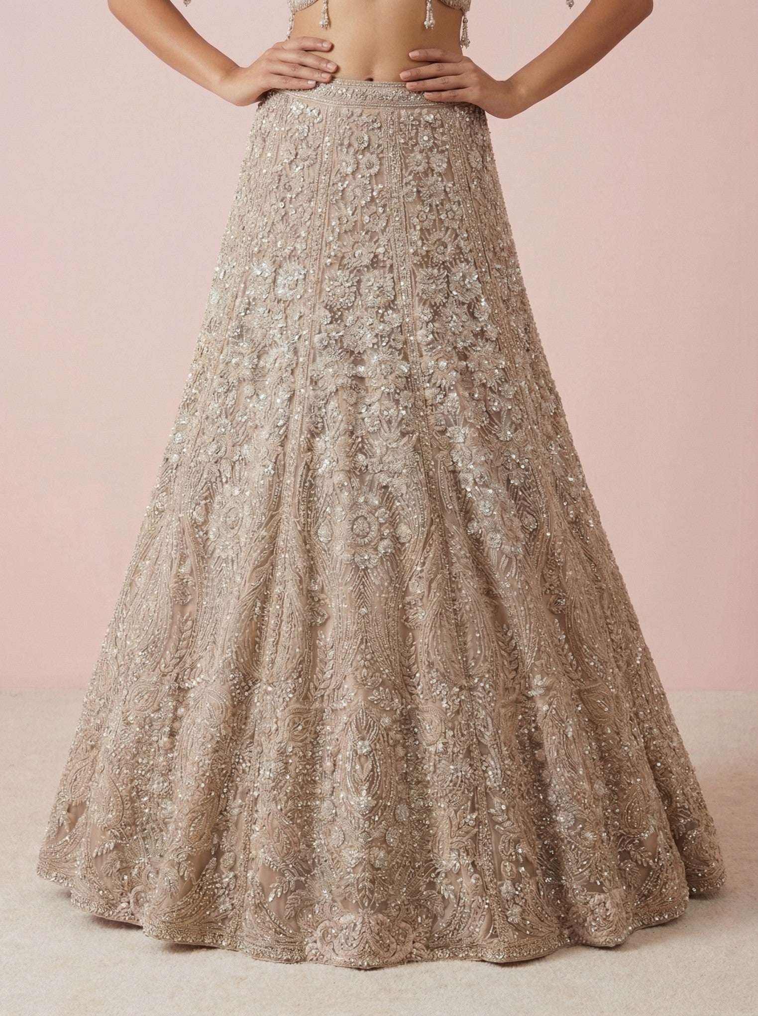 Light Pink Embroidered Festive Lehenga