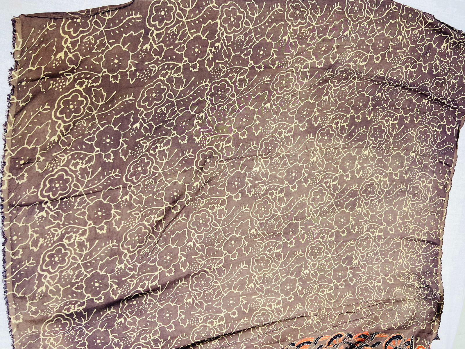 Pastel Brown Dabu Print Silk Saree