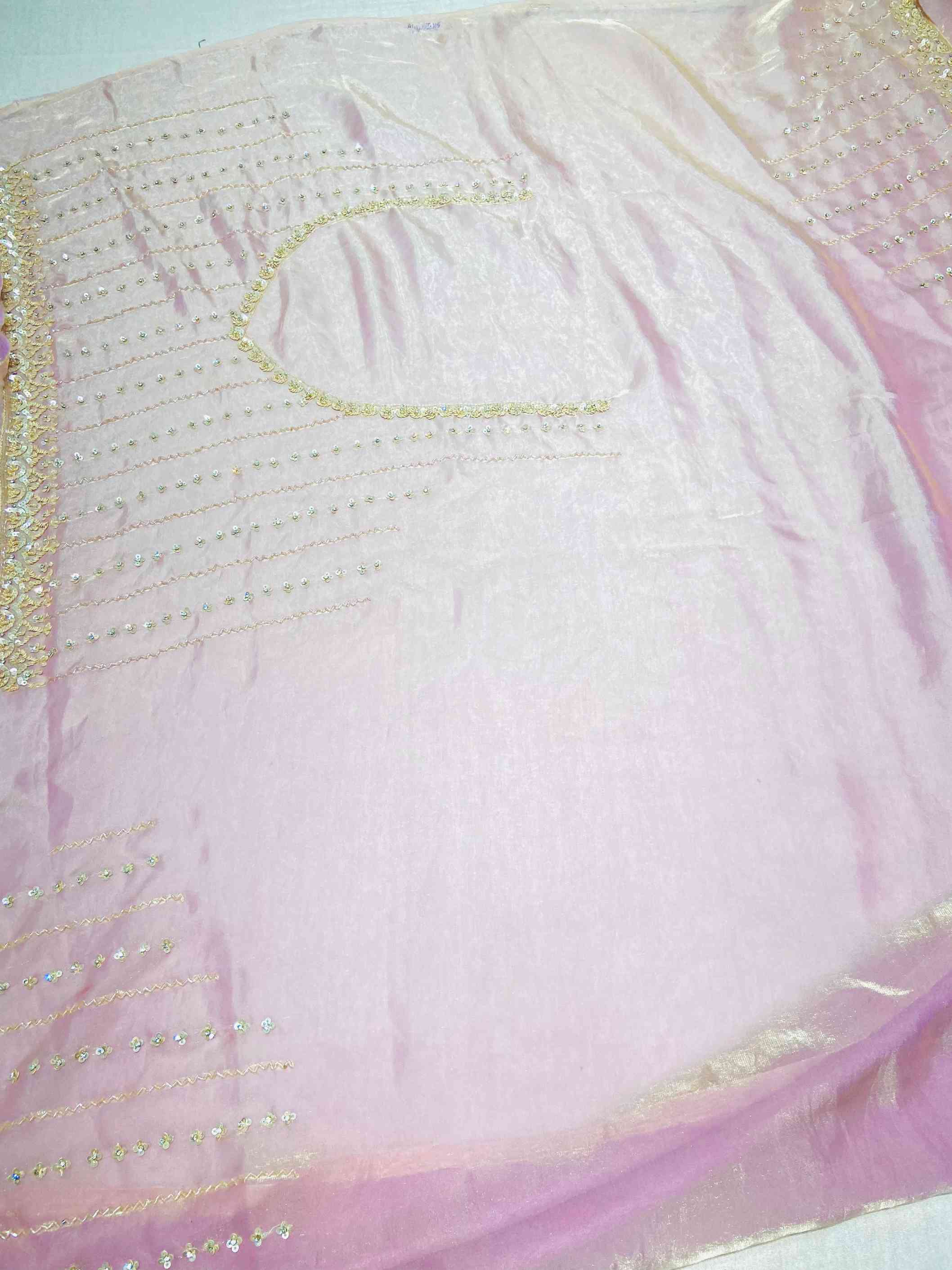 Fuscia Pink Tissue Silk Sequinned Saree