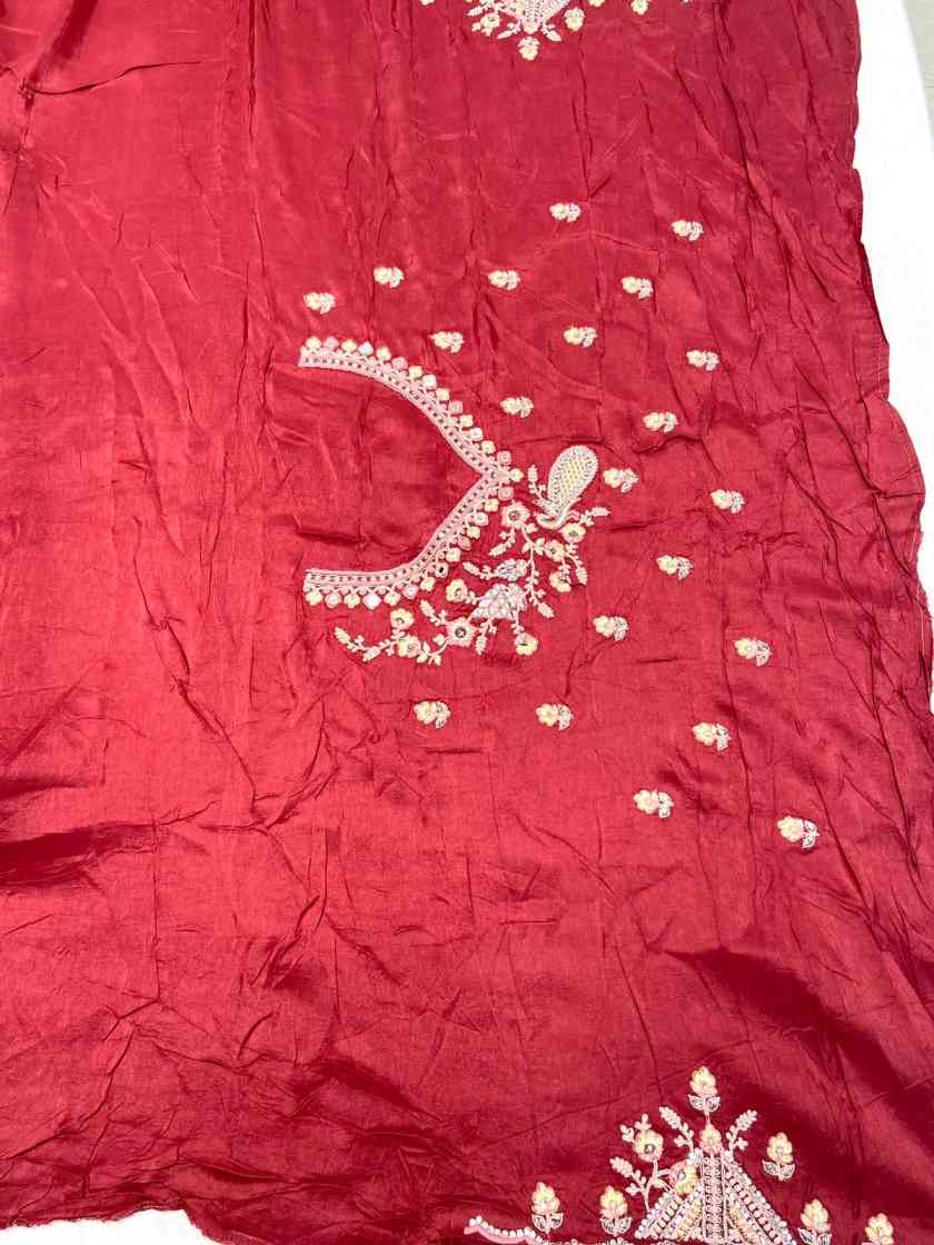 Shaded Red Silk Designer Saree