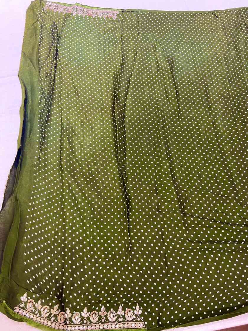 Green Bandhani Print Silk Designer Saree