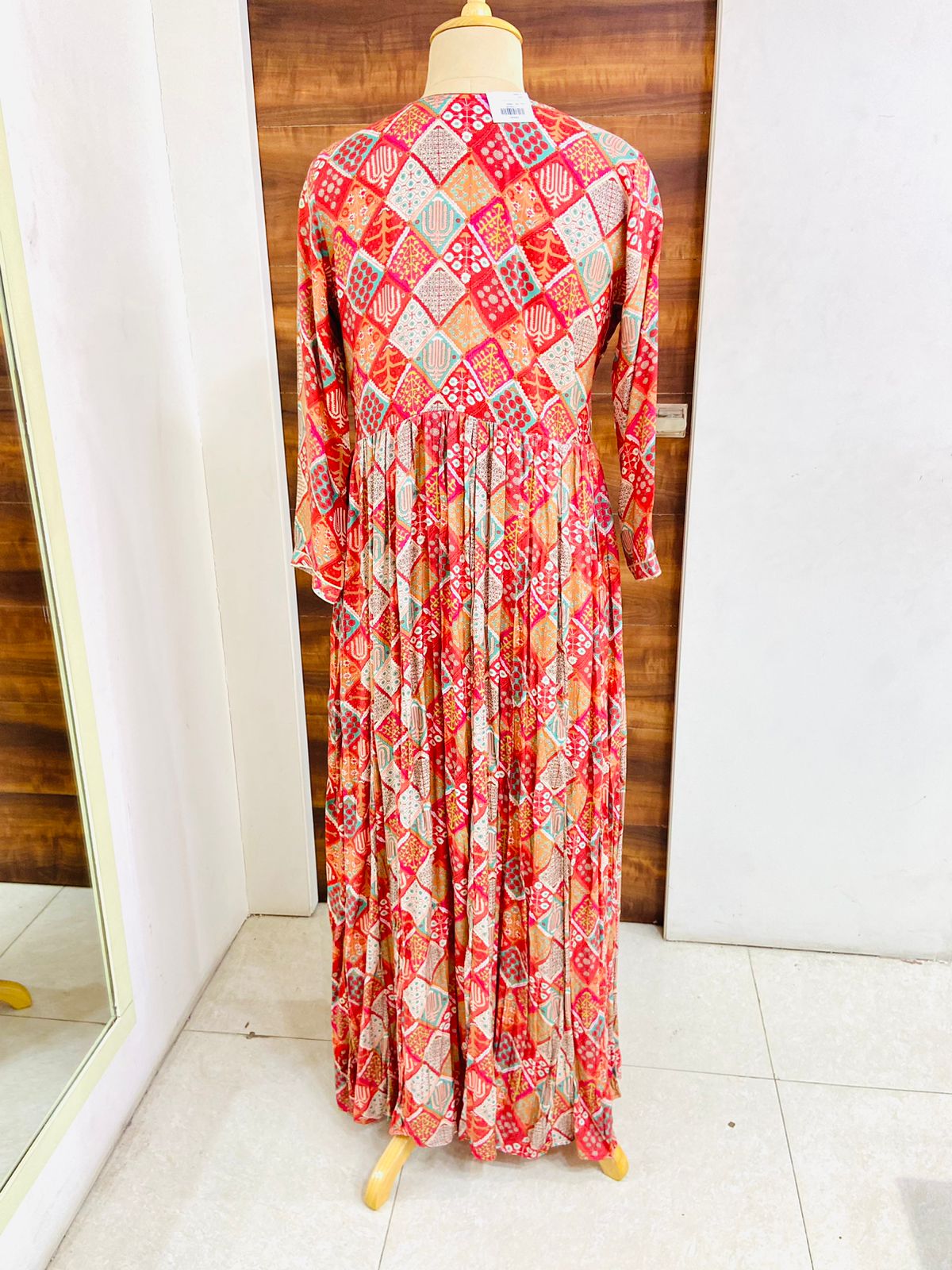 Brown Printed Muslin Designer Gown