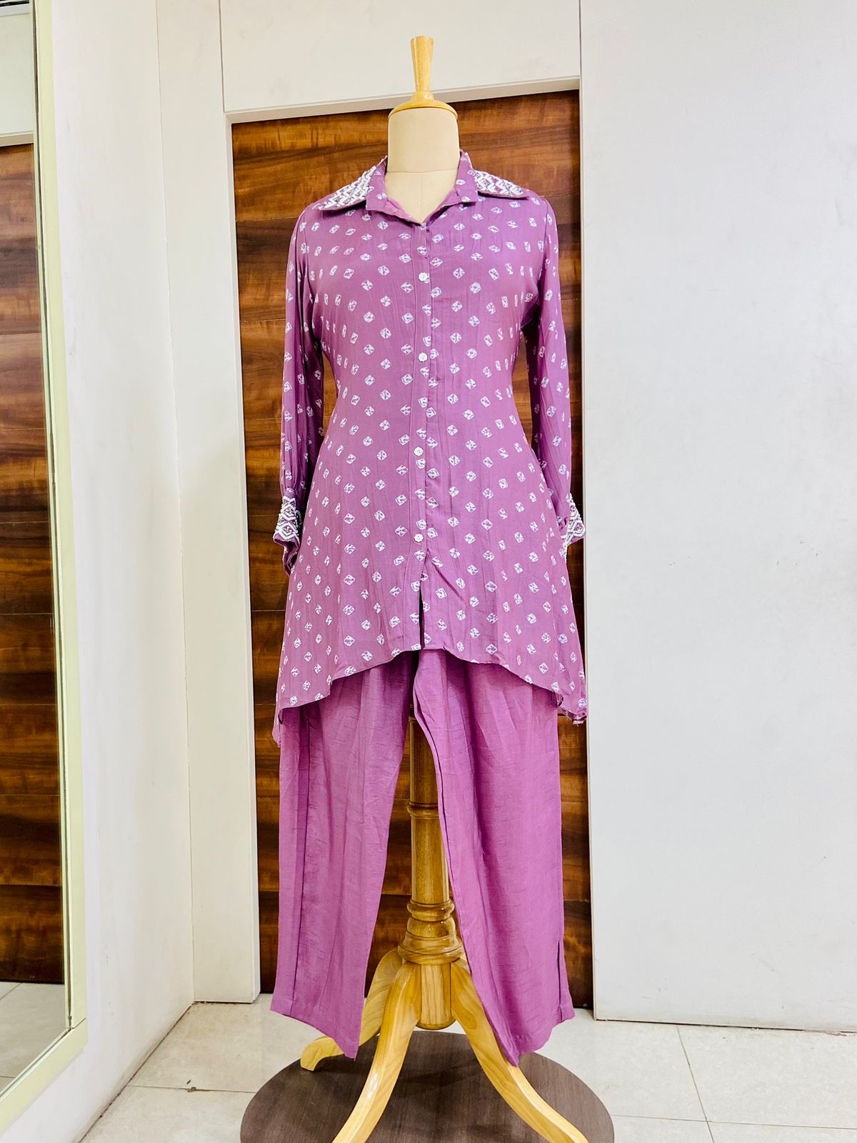 Purple Muslin Designer Co-Ord Set