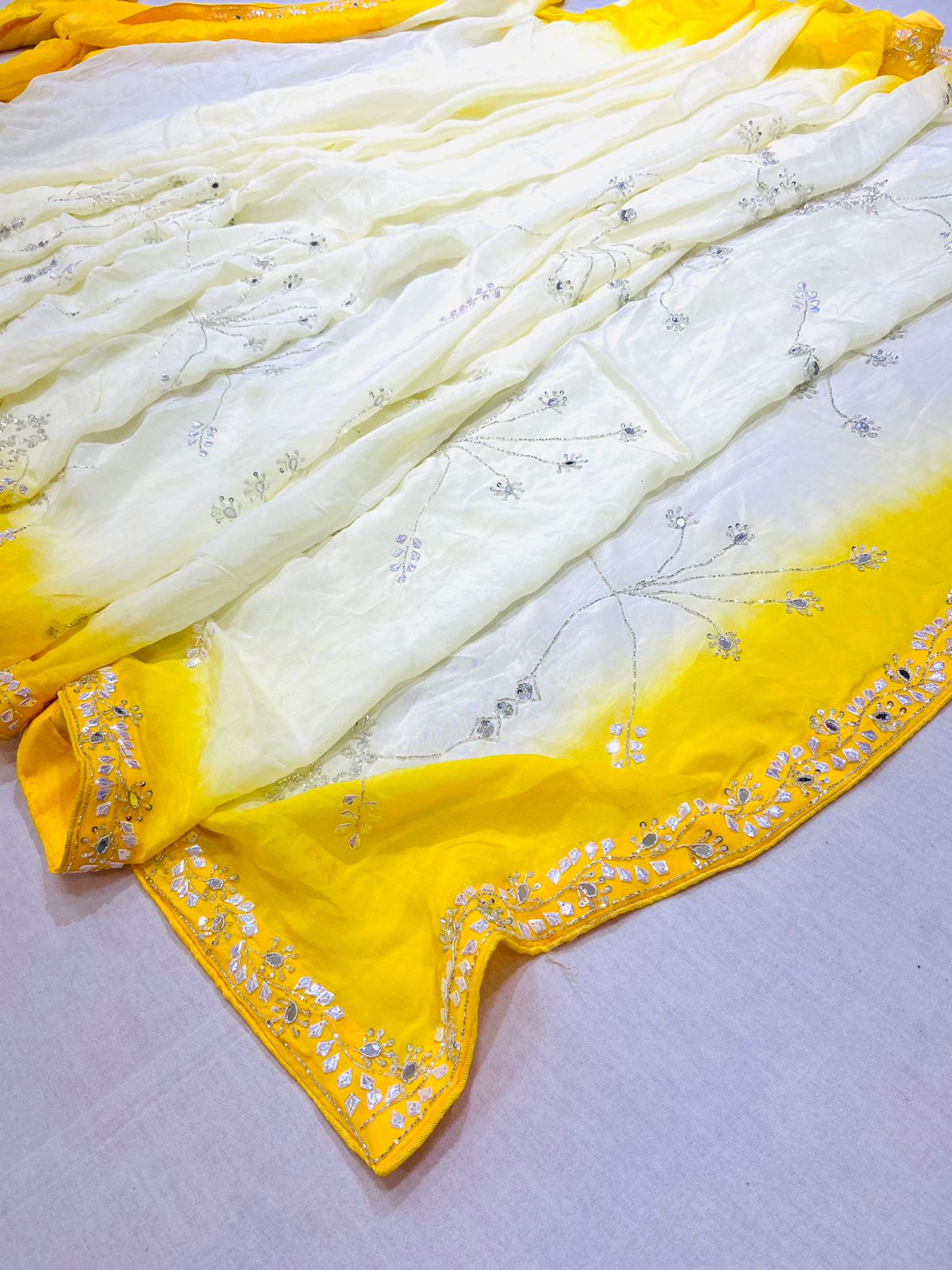 Yellow Shaded Silk Designer Saree