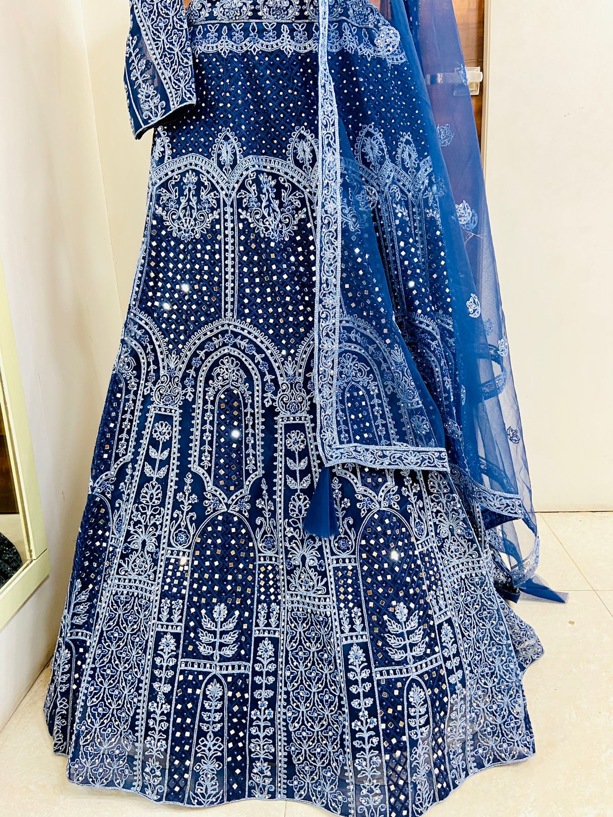 Blue Embroidered Designer Lehenga