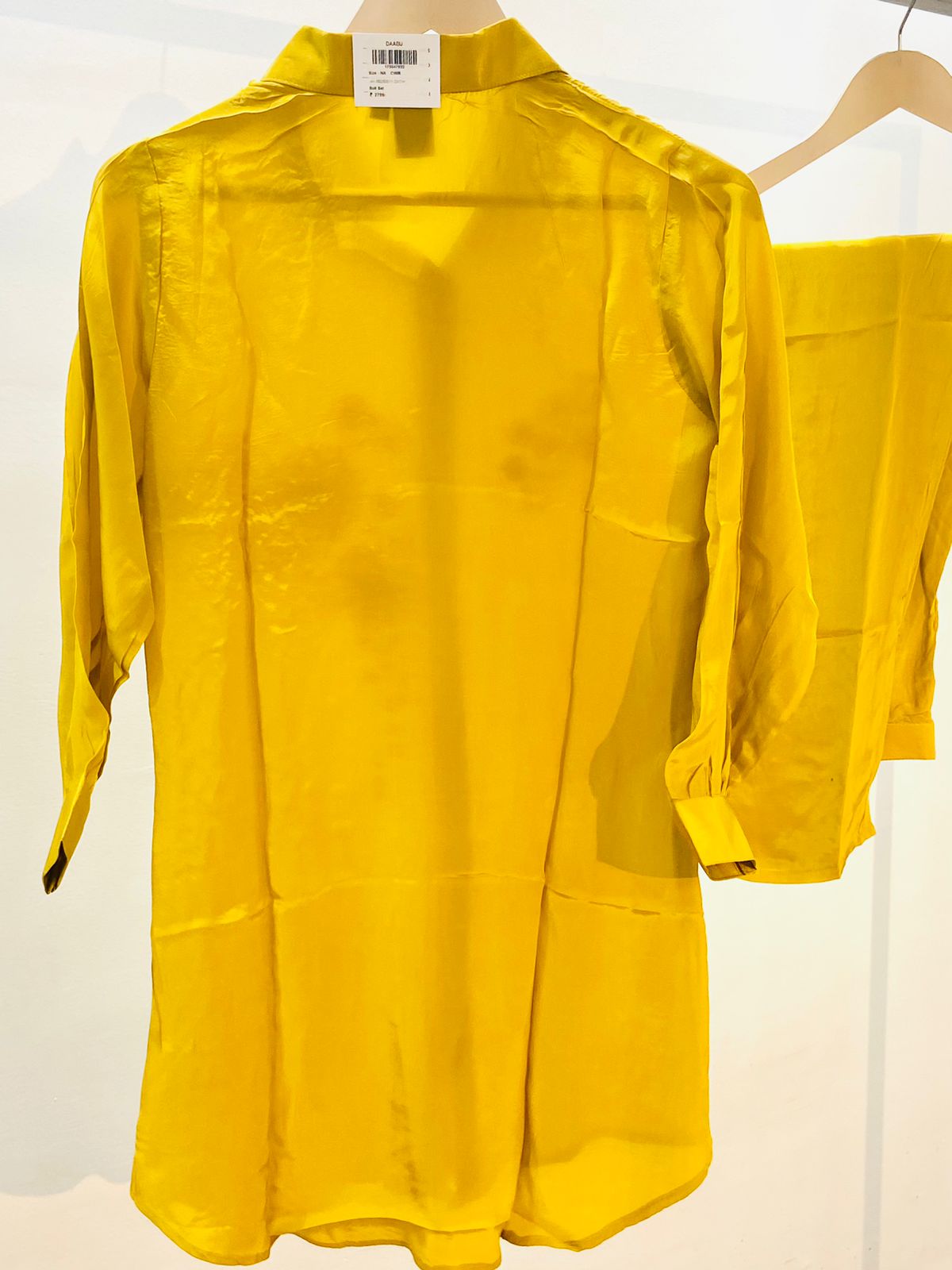 Bright Yellow Raw Silk Co-Ord Set