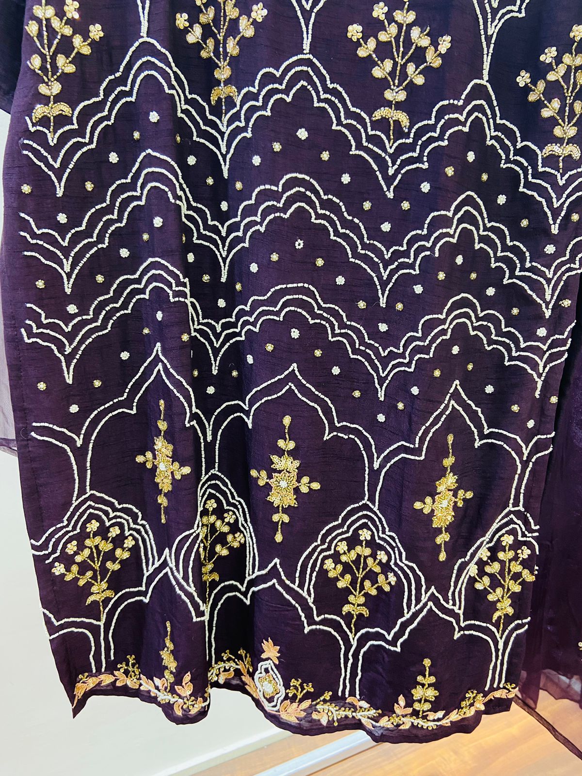 Purple Hand Work Sharara Set