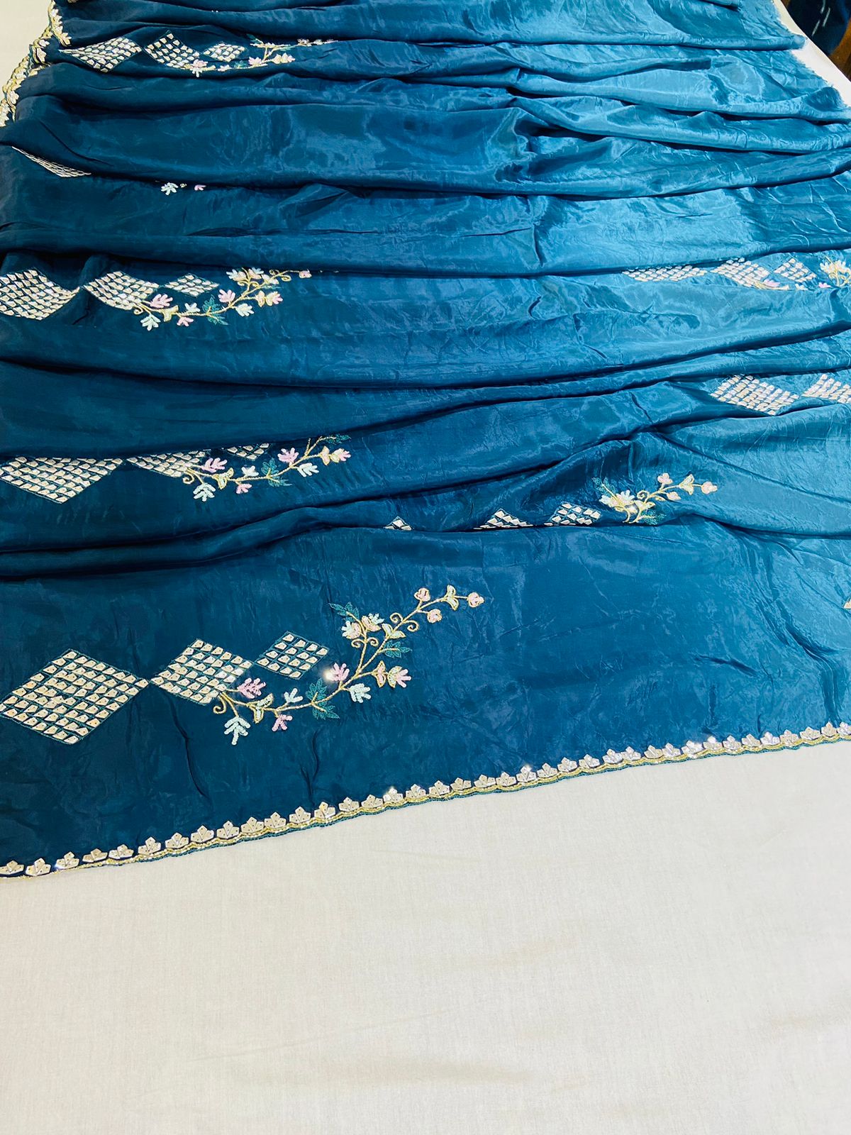 Dark Blue Silk Designer Saree