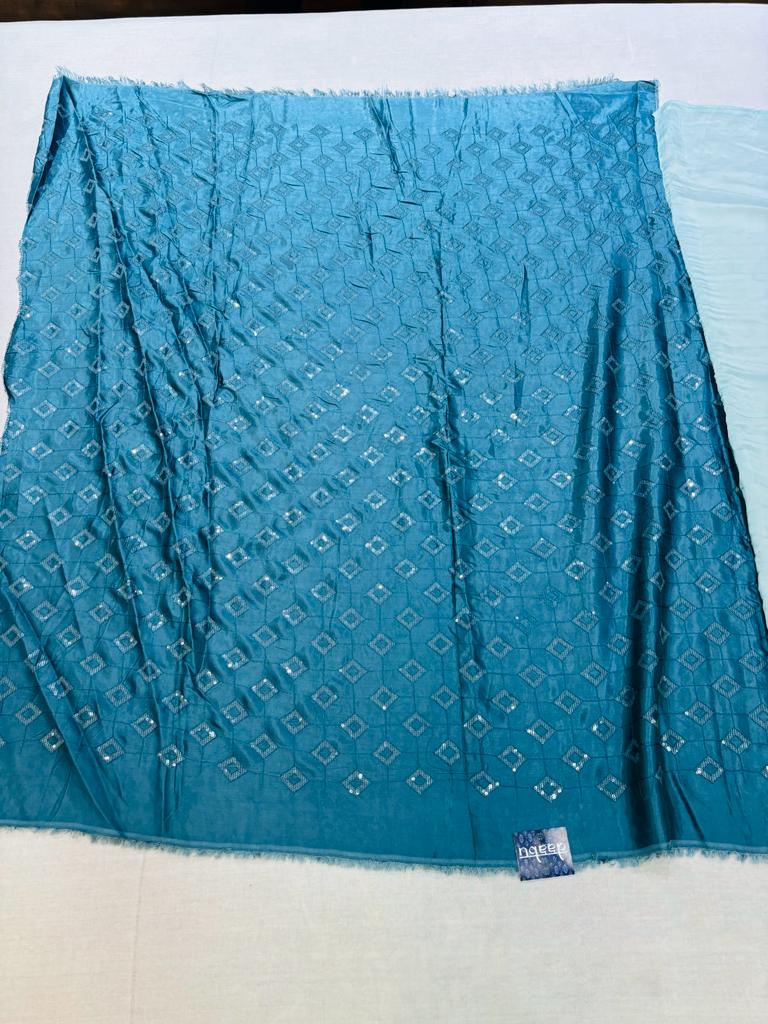 Light Blue Silk Sequinned Saree