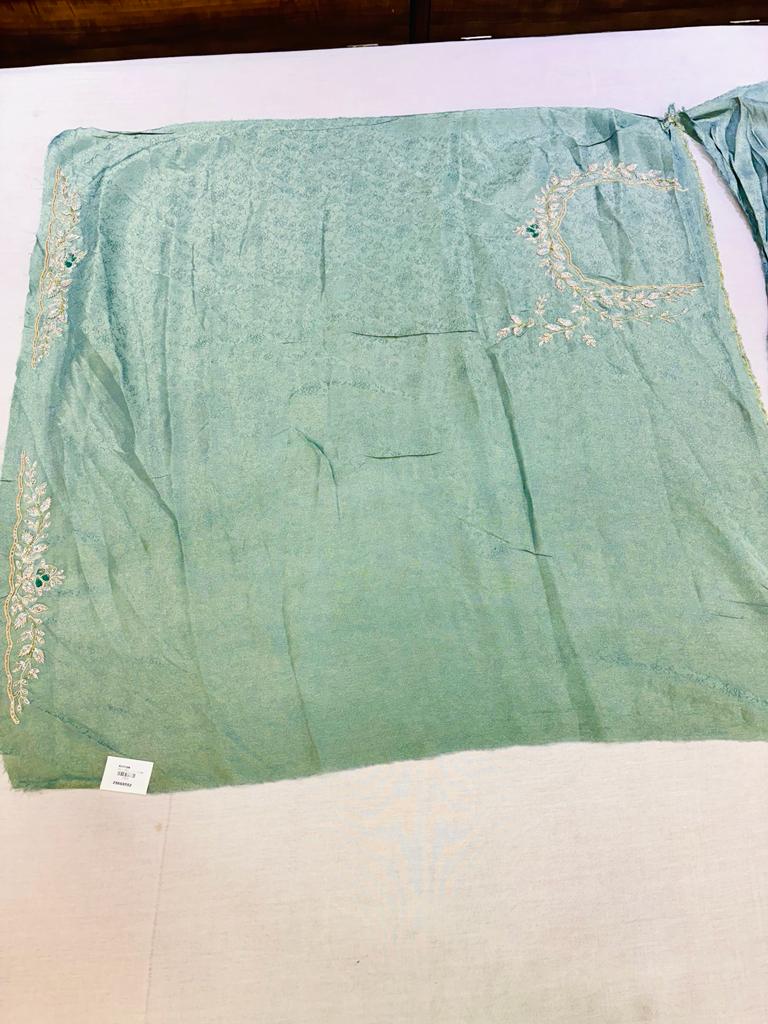 Light Green Silk Designer Hand Work Saree