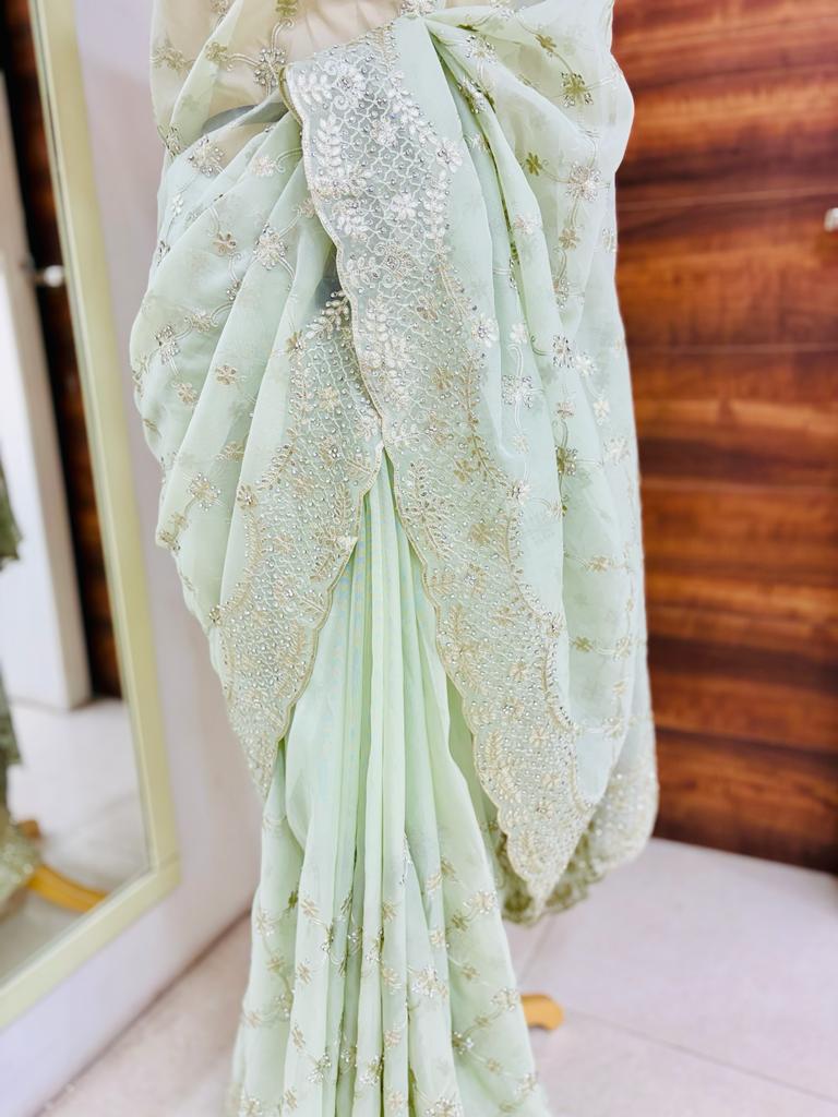 Light Green Tissue Gotta Patti Saree