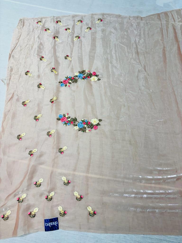 Light Pink Tissue Designer Saree