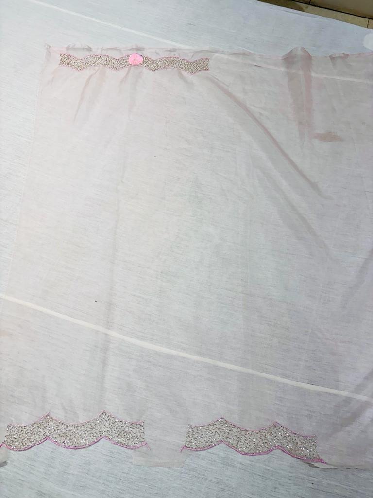 Light Pink Cutdana Organza Saree