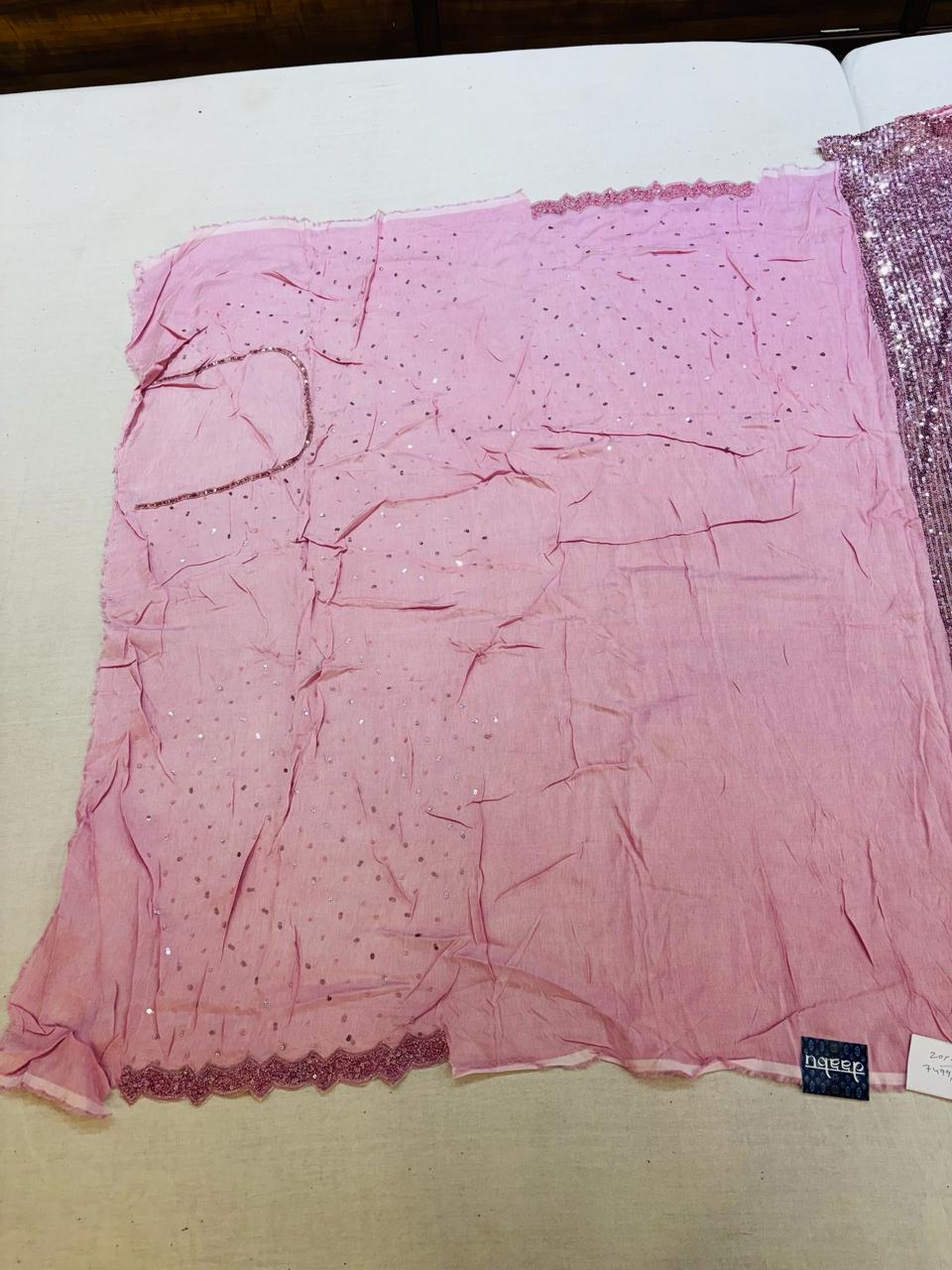 Light Pink Designer Sequinned Saree