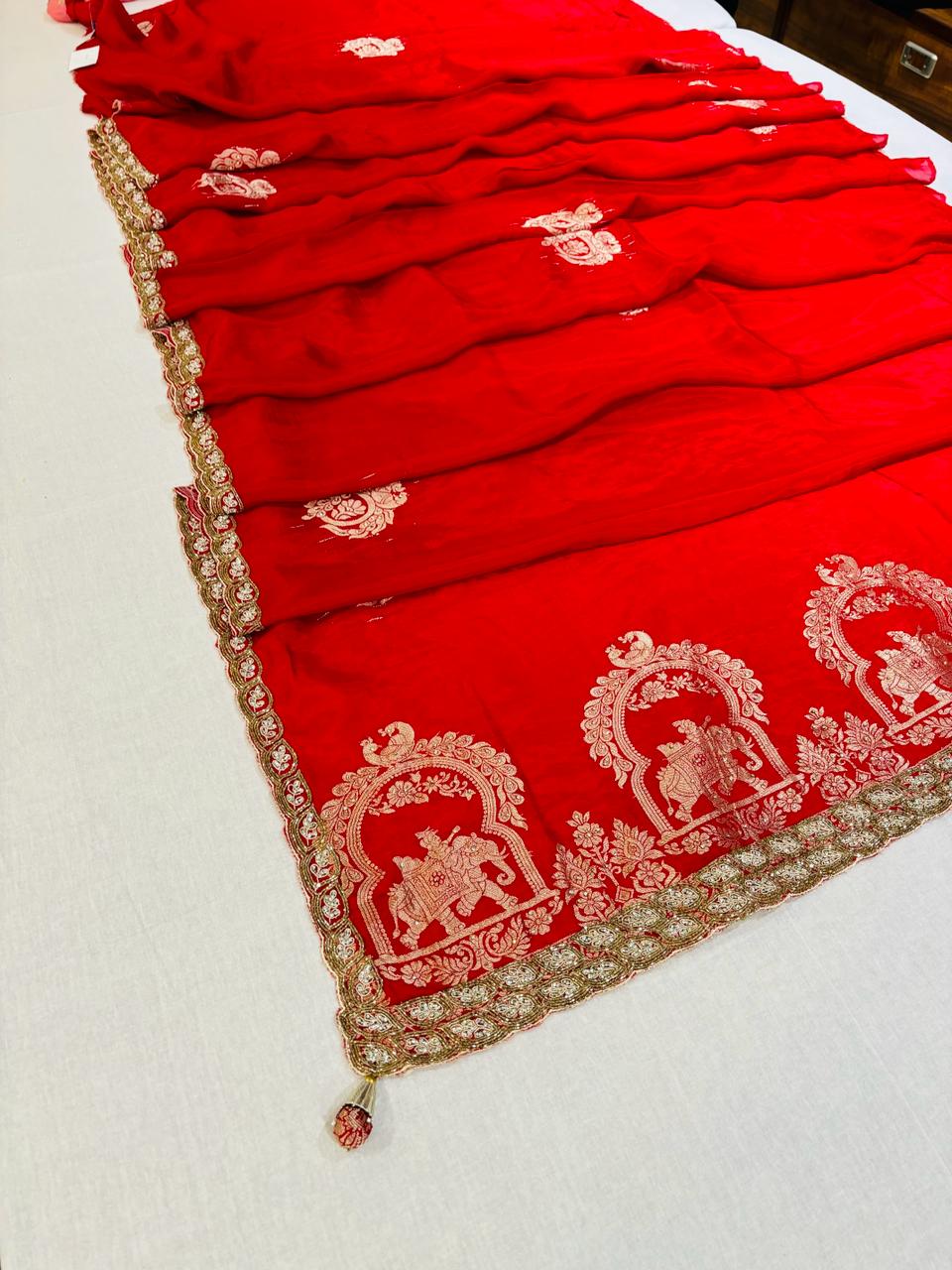 Red Banarasi Silk Designer Saree