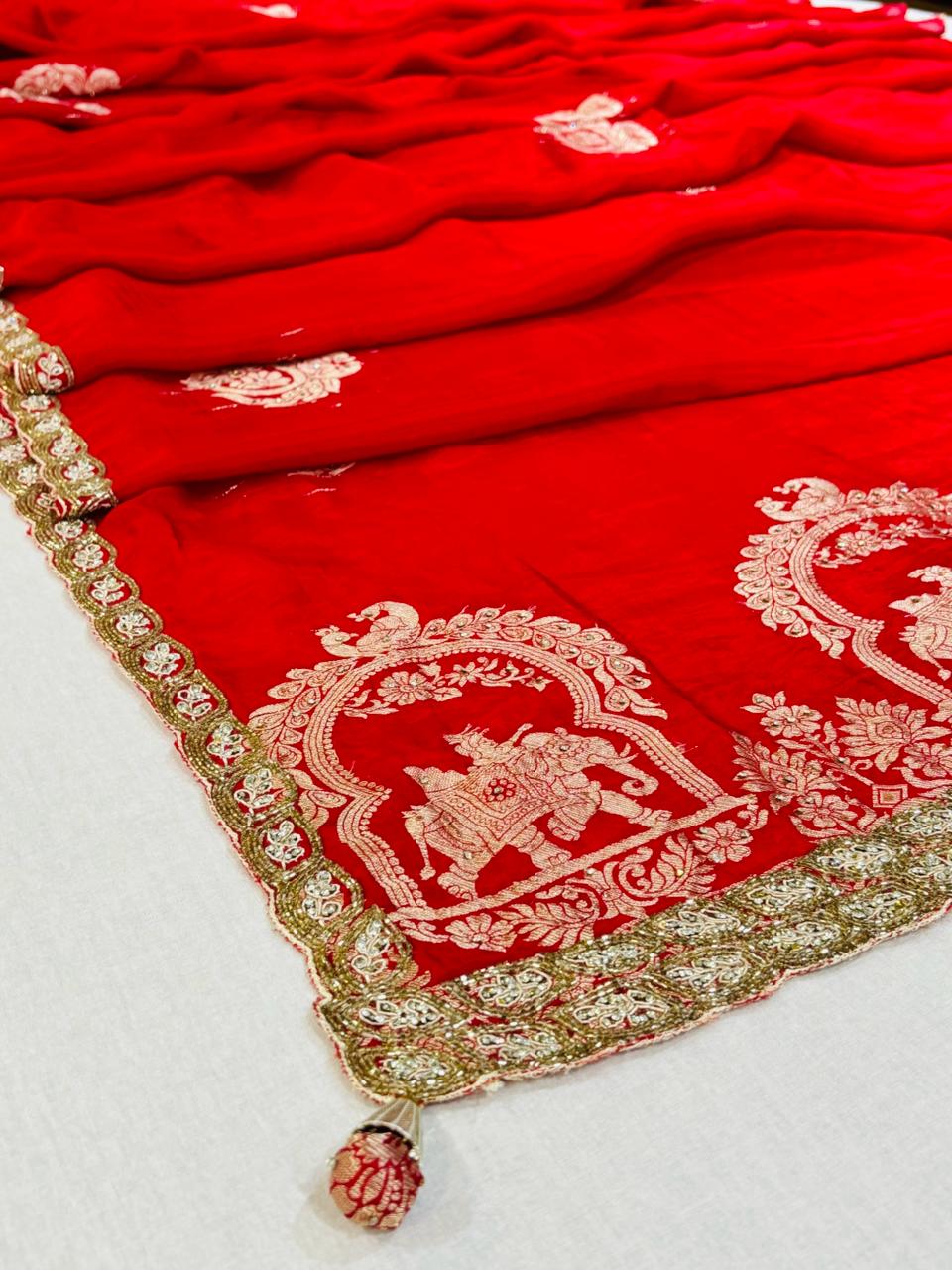 Red Banarasi Silk Designer Saree