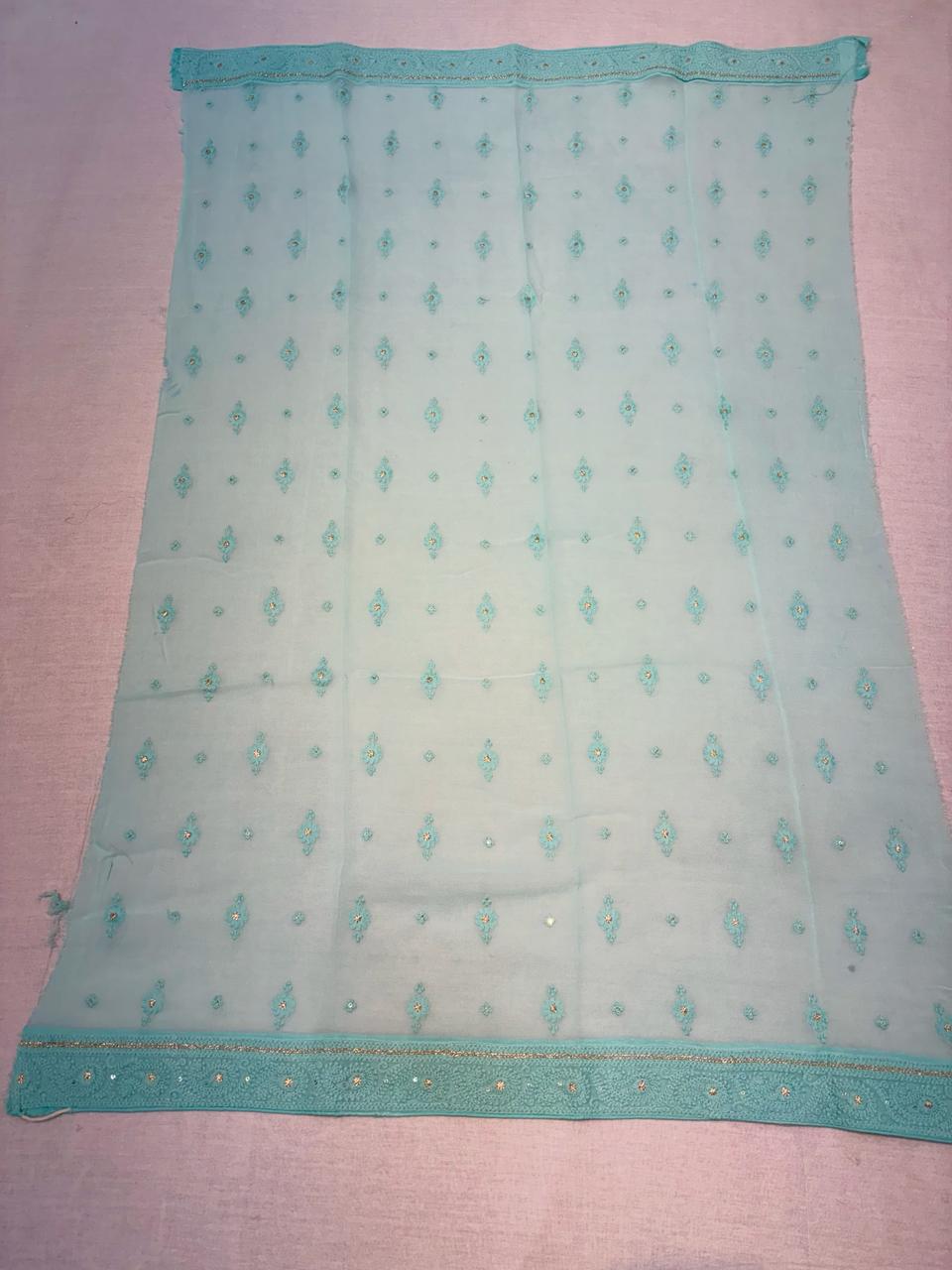 Light Blue Chikankari Designer Saree