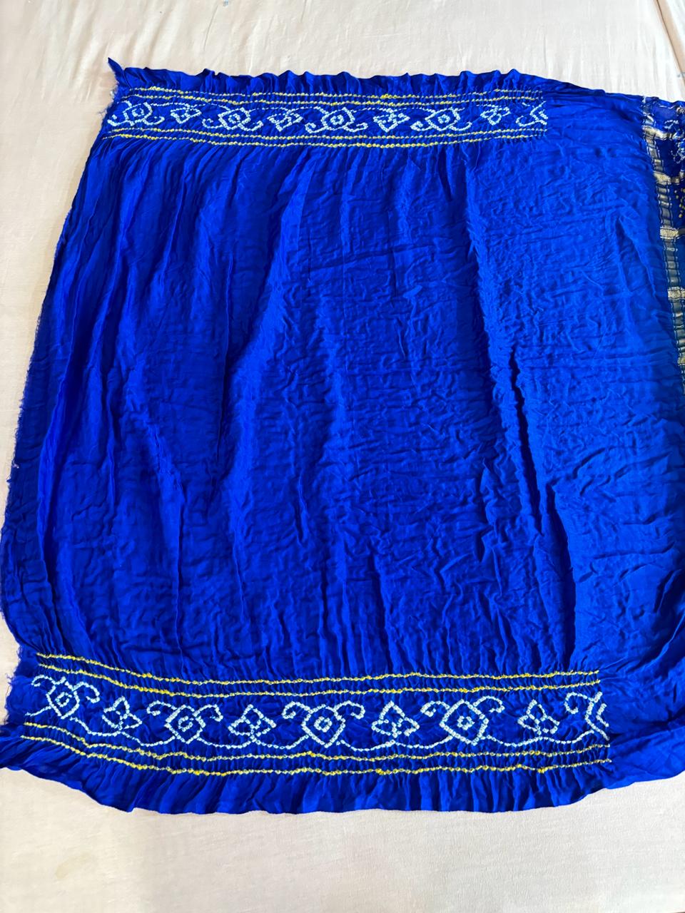 Shaded Blue Gajji Silk Bandhej Saree