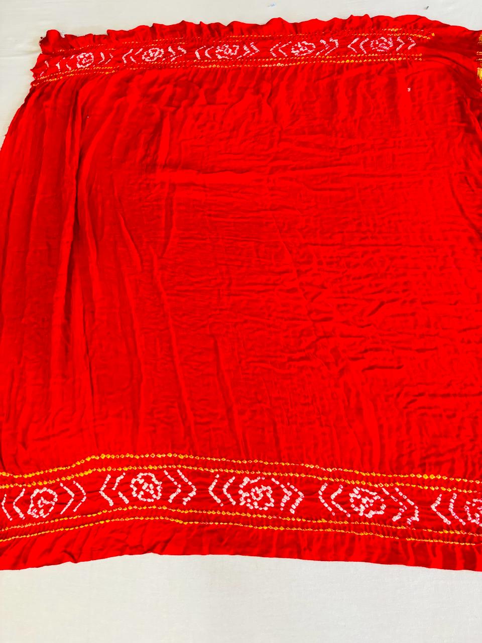 Dark Red Gajji SIlk Bandhej Saree