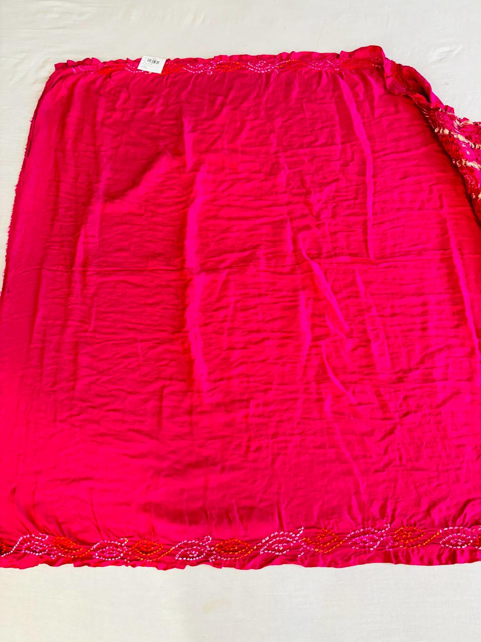 Dark Pink Gajji SIlk Bandhej Saree